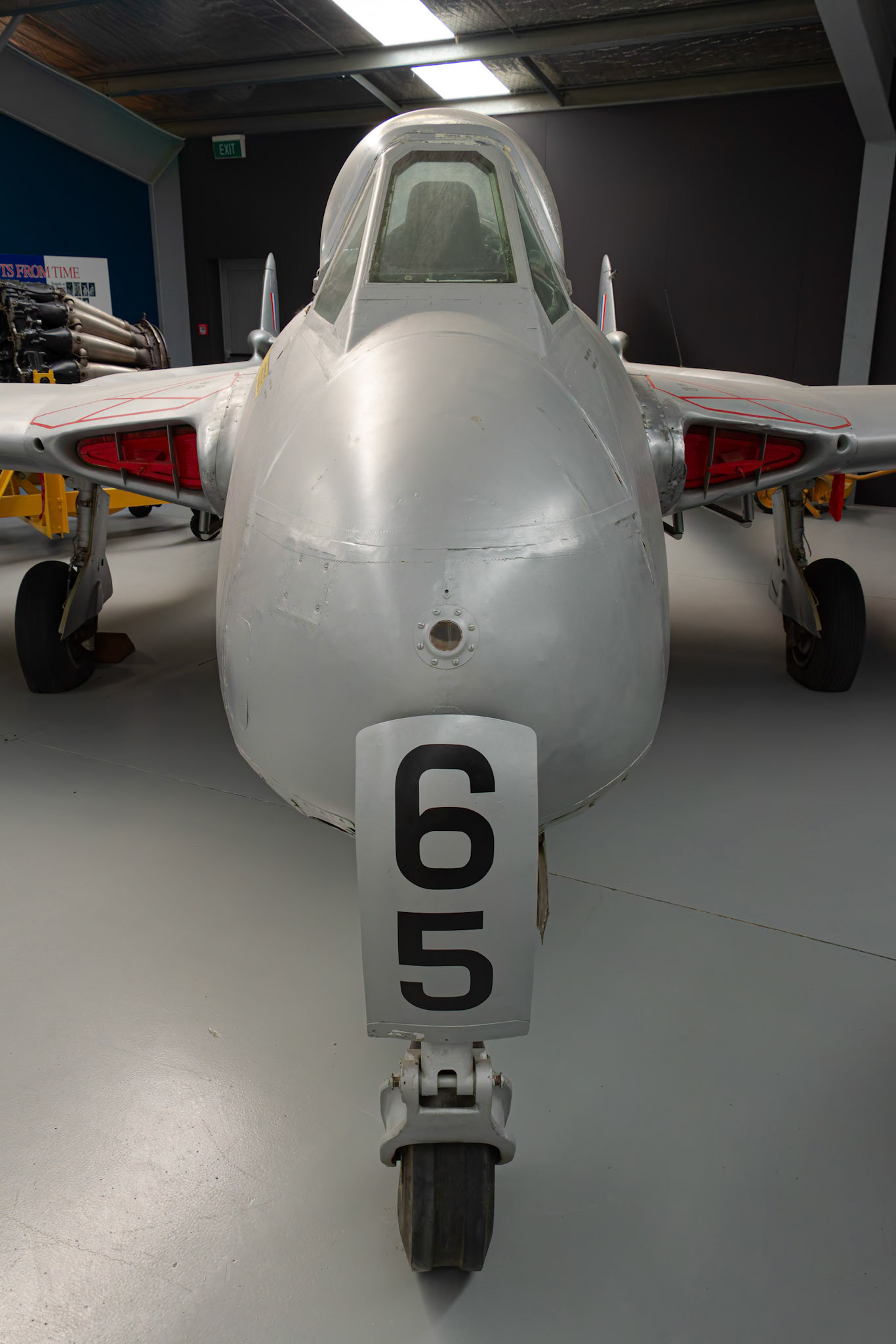 De Havilland DH100 Vampire FB5 on display at Warbirds and Wheels in Wanaka, New Zealand