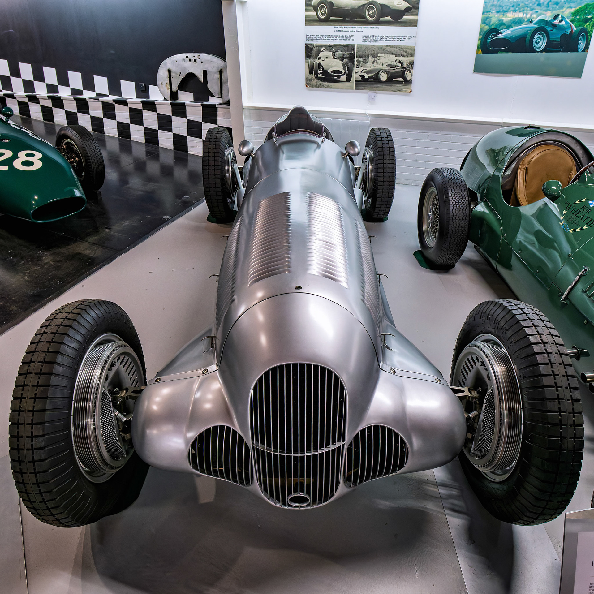 Replica of 1937 Mercedes W125 Grand Prix Car at Donington Park Museum, England