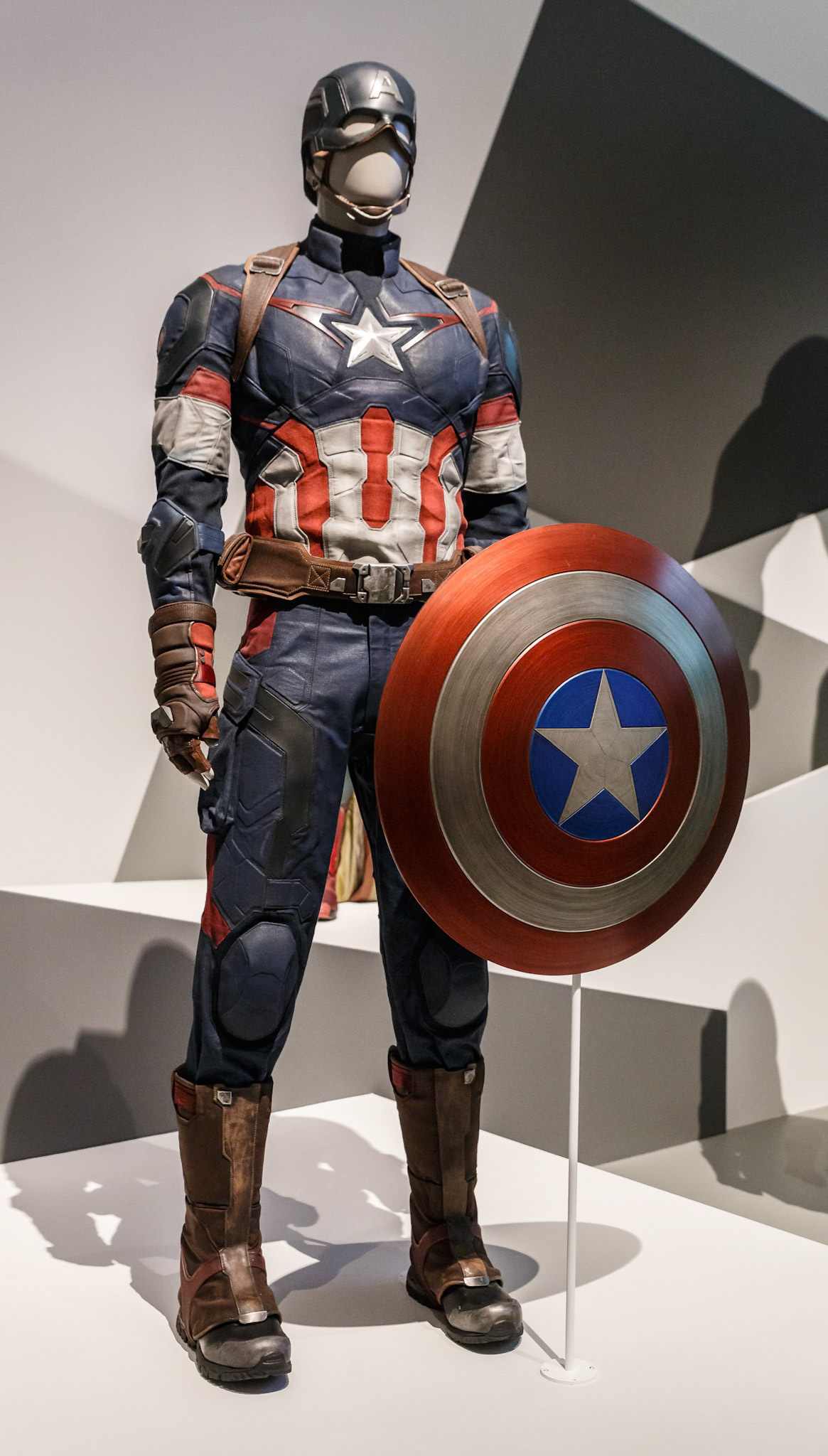 Captain America custome display at GOMA for the Marvel Exhibition, Brisbane