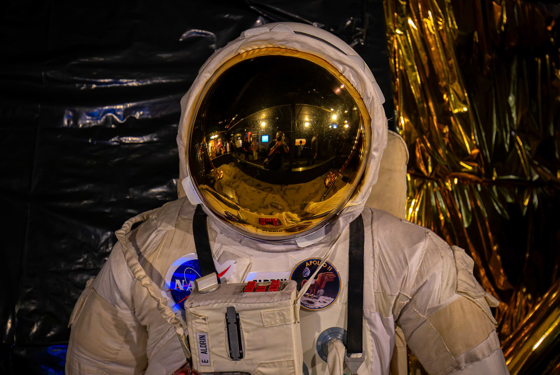 Buzz Aldrin Space Suit on display in the Science Museum, London