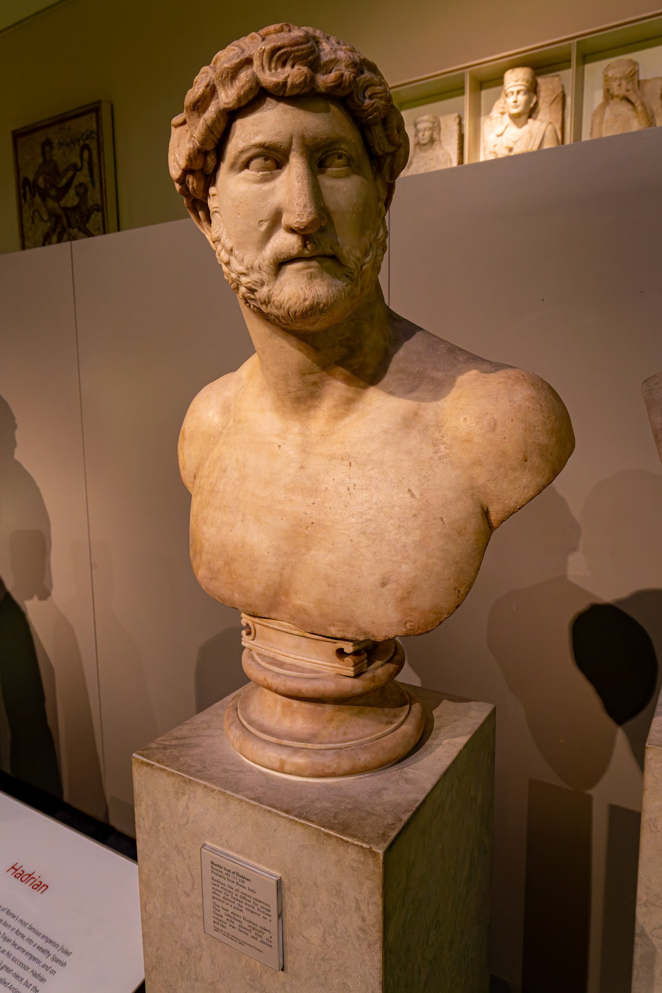 Marble Bust of Hadrian on display at British Museum, London