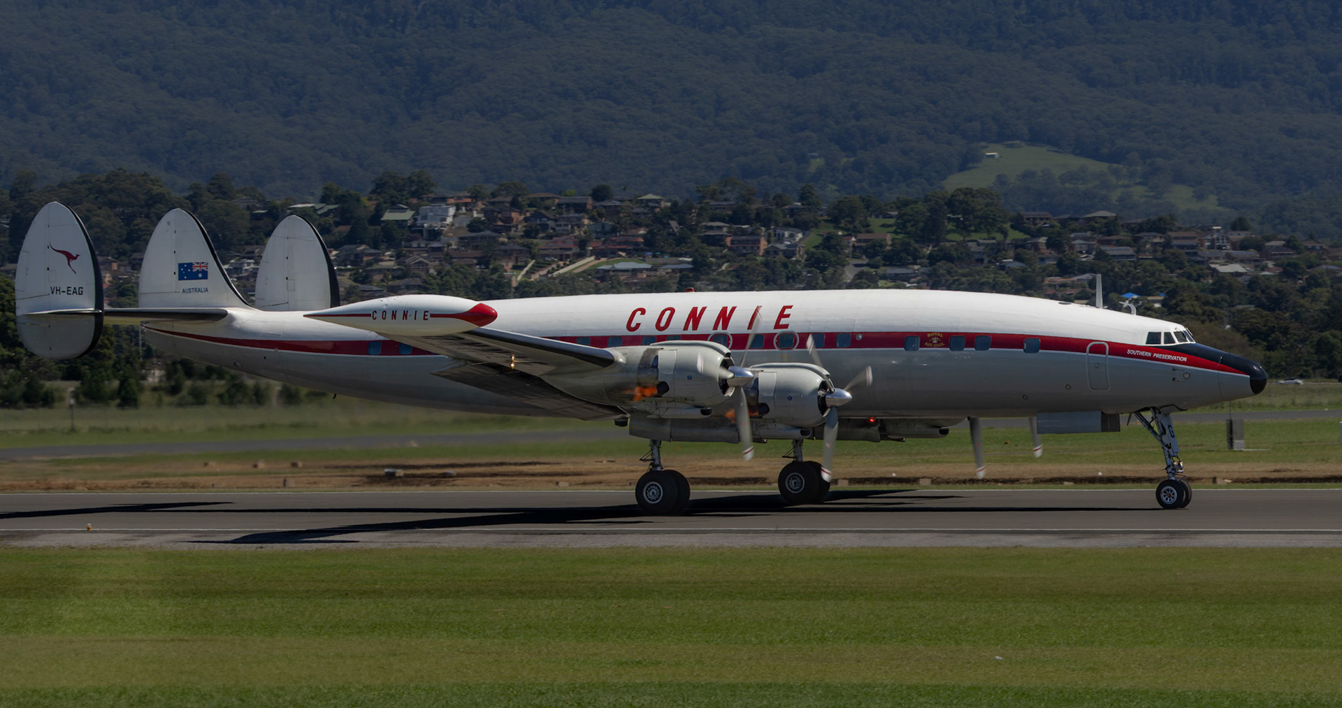 Lockheed C-121C Super Constellation 'Connie', from the Historical Aircraft Restoration Society on display at the Shellharbour Airport, during the Airshows Downunder Shellharbour, New South Wales, Australia.