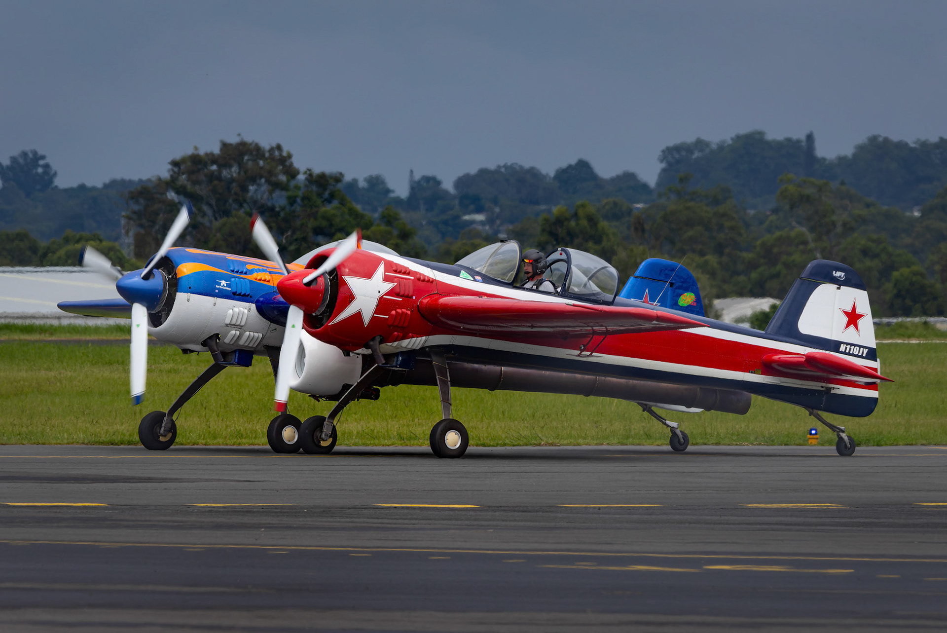 Yak 110 registration number N110JY arriving at Archerfield airfield in Brisbane, Australia