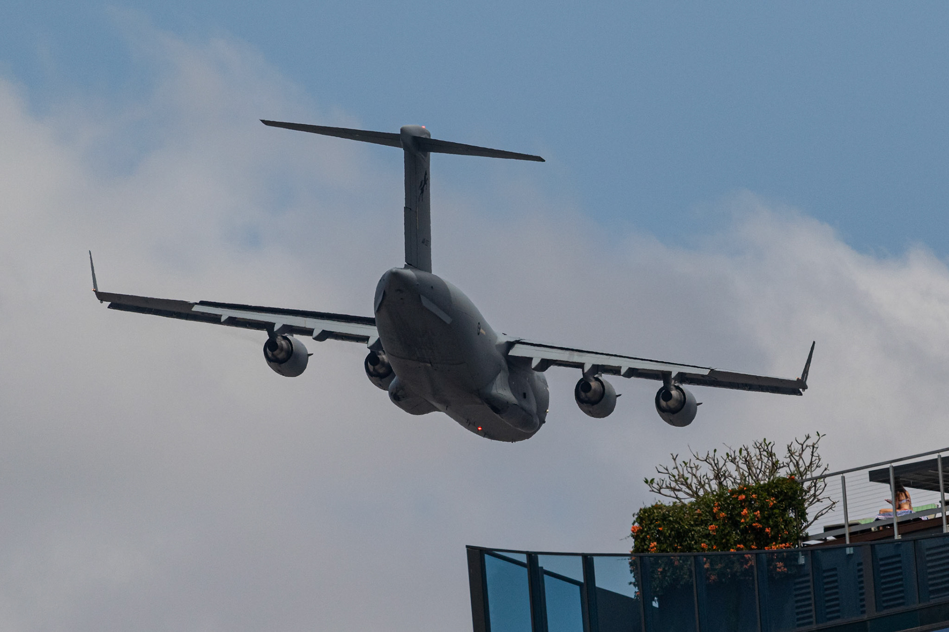 RAAF Globemaster on a practise run in preparation fot Riverfire 2019 in Brisbane, Australia