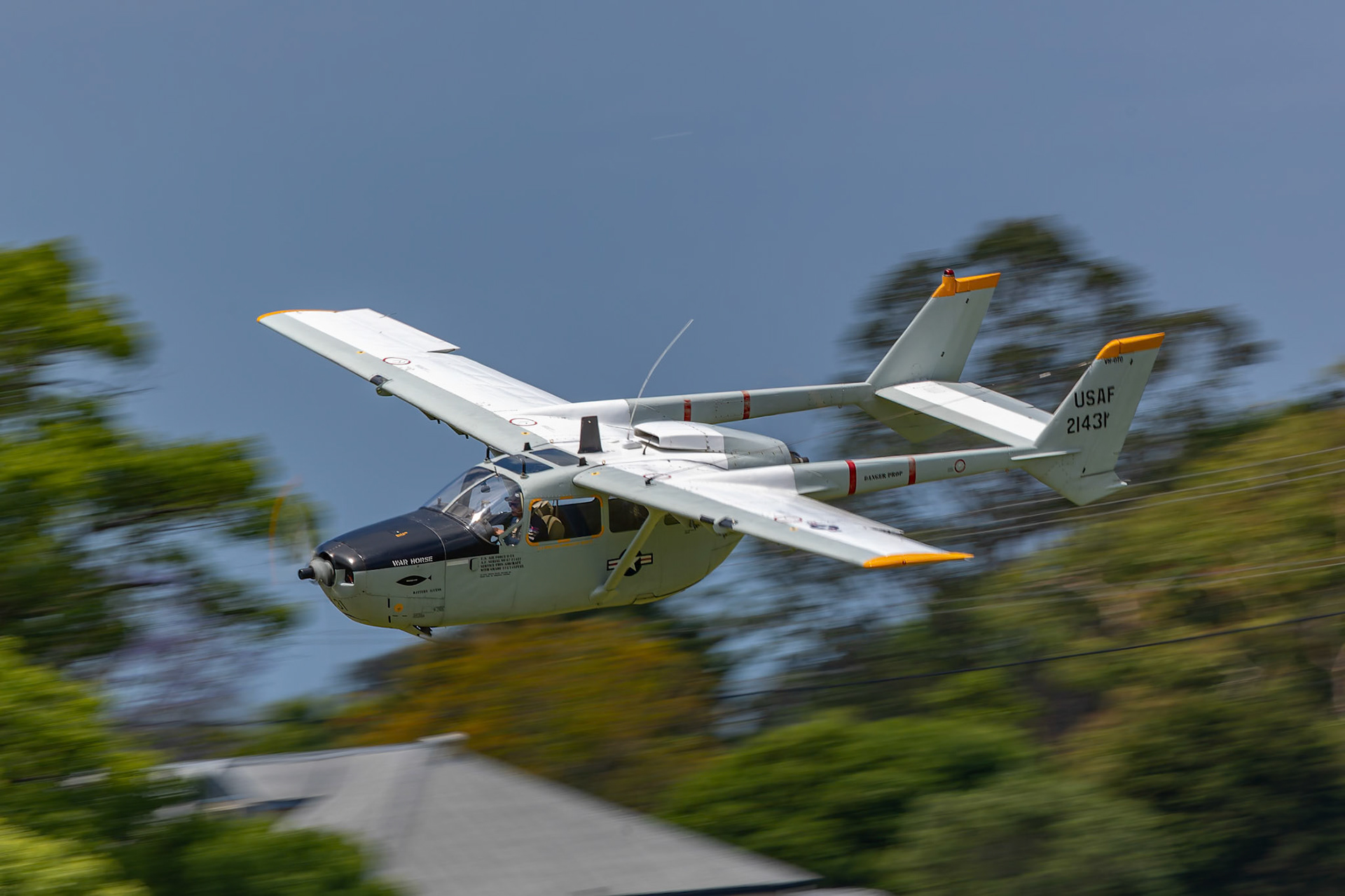 Glenn Graham in the Cessna O2 SkyMaster [VH-OTO] at the Barrington Coast Airshow in Taree, New South Wales, Australia. 9th of November, 2024