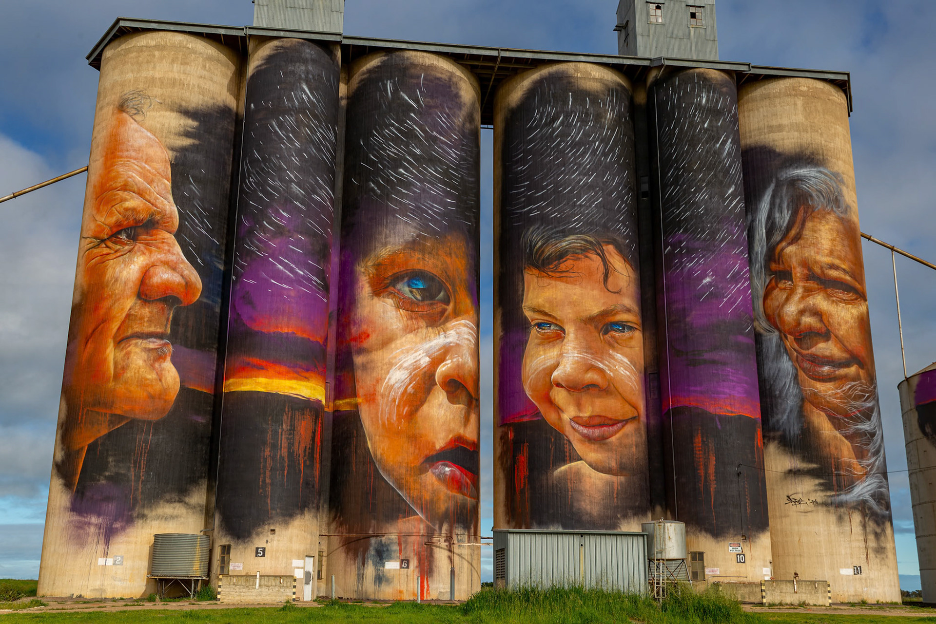 GrainCorp Silos Art by Adnate in Sheep Hills, Victoria, Australia