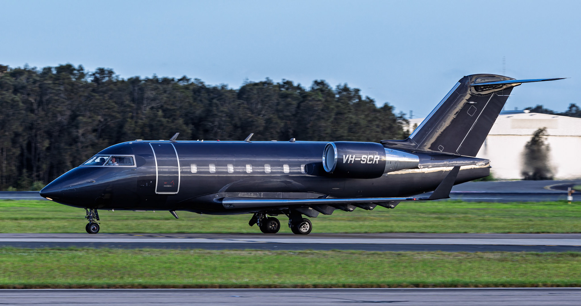 Bombardier Challenger 604 [VH-SCR] at Brisbane International Airport, Australia