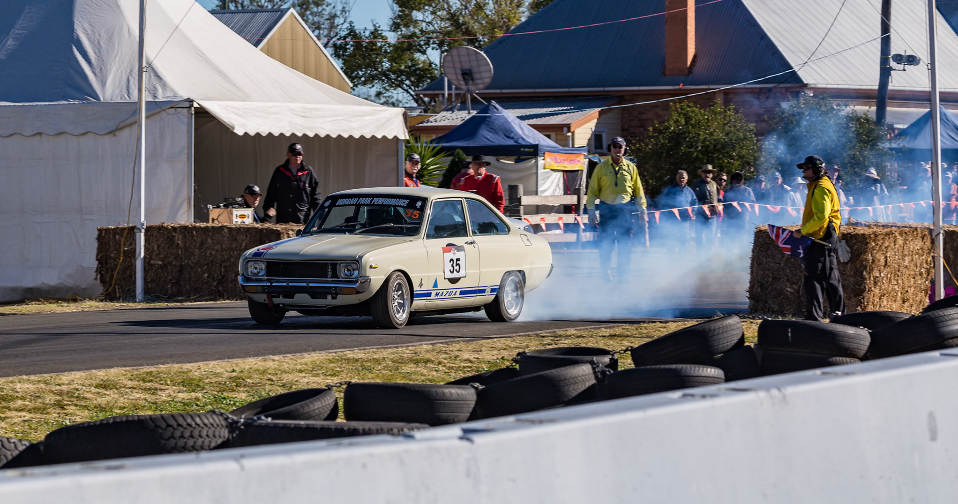 Car 35 - 1971 Mazda R100, driven by Matthew Clift at the Leyburn Sprints, Australia