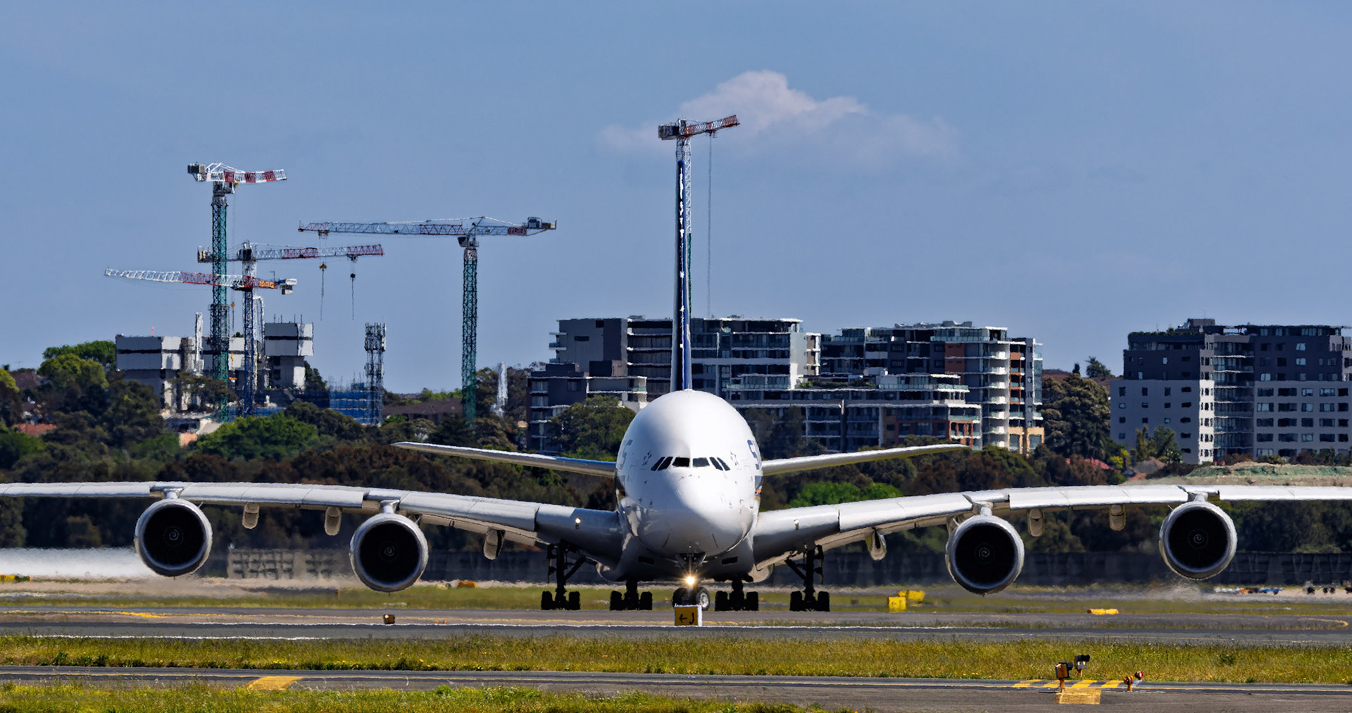 Singapore Airlines Airbus A380-841 [9V-SKP] Departing to Singapore from the Sheps Mound, Sydney Airport, Australia
