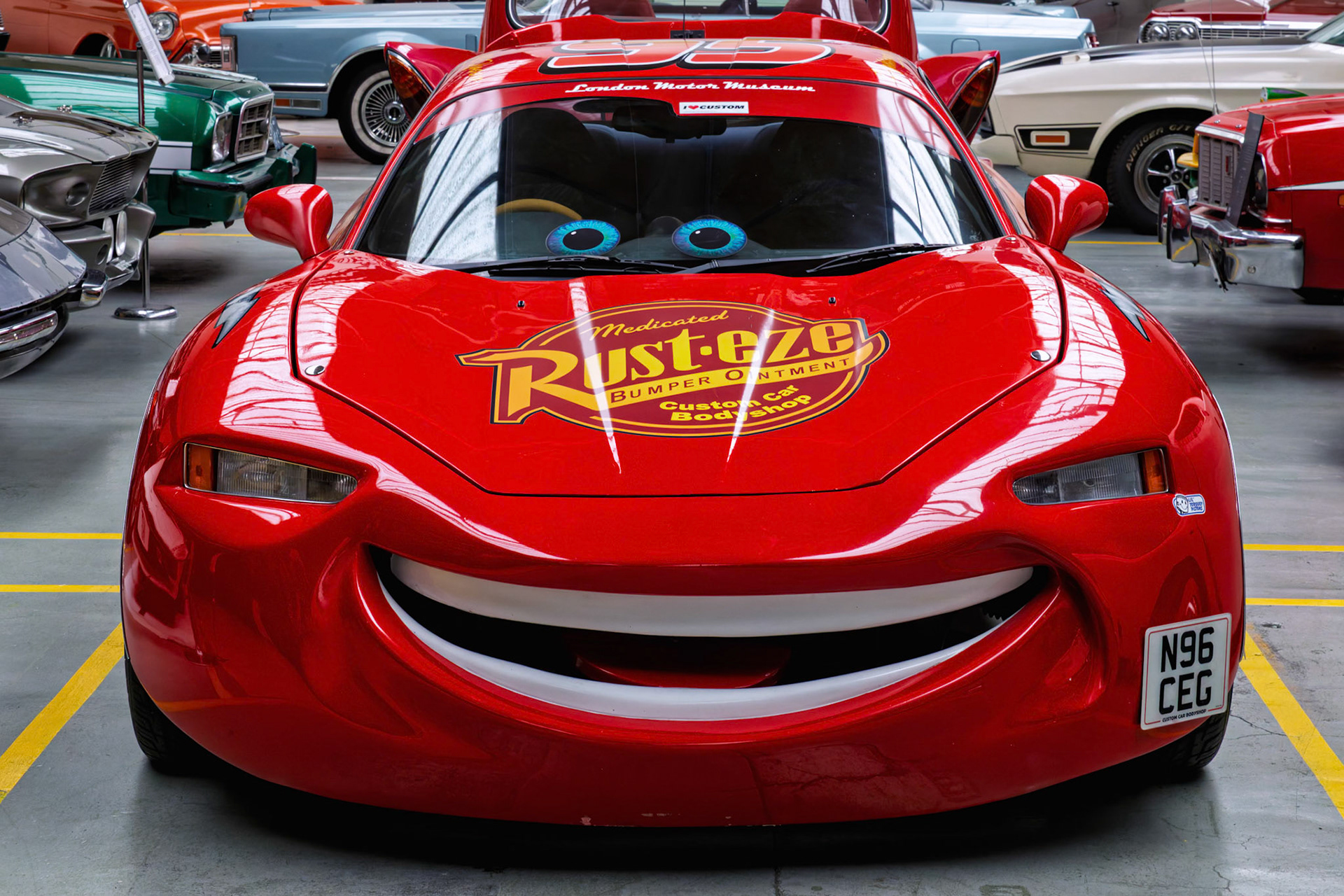 Lightning McQueen from the Movie 'Cars 2' at the London Motor Museum, England