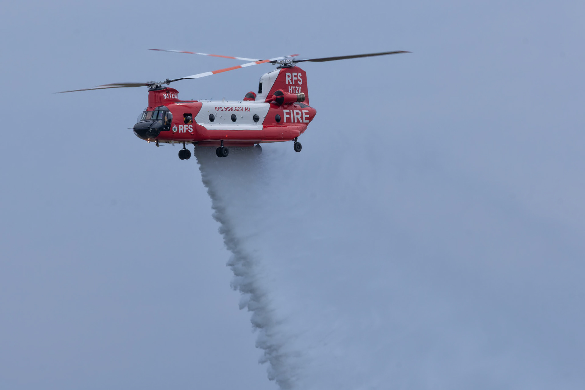 Rural Fire Service Boeing CH-47D Chinook [N47CU] on display at the Richmond Airshow in New South Wales, Australia