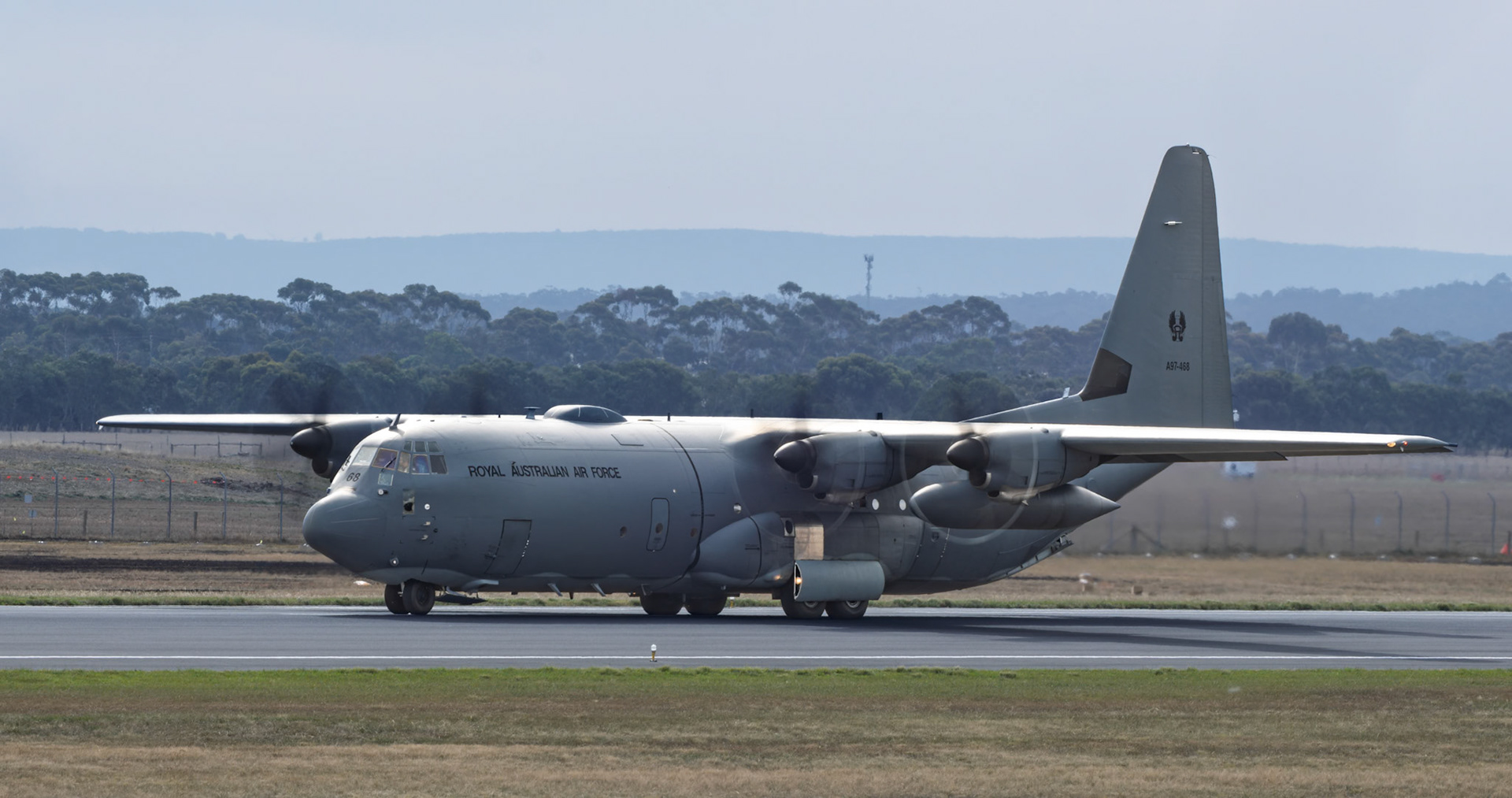 The RAAF C-130J Hercules display at the Avalon Airshow in Victoria, Australia