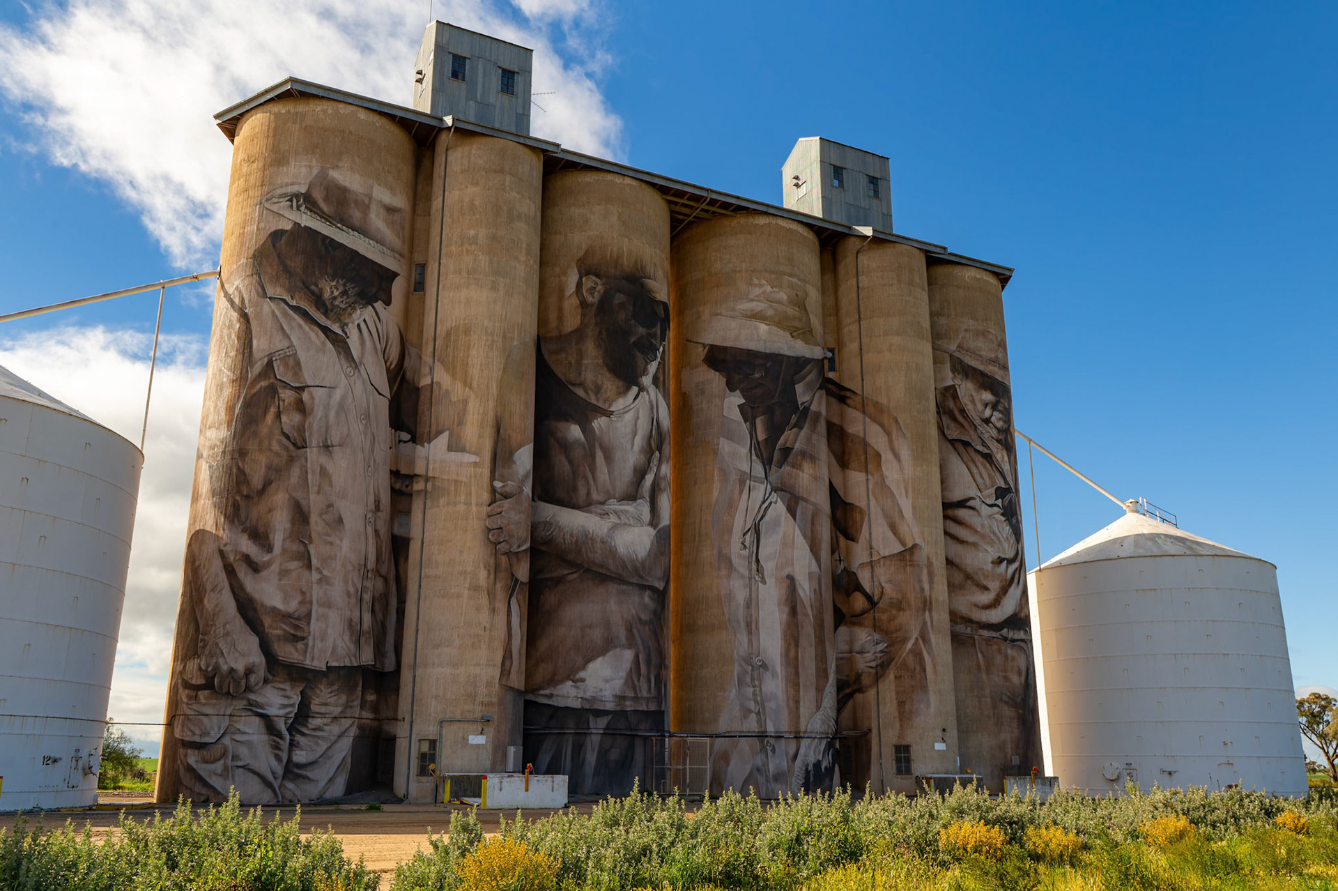 Brim Silo Art by Guido van Helten in Brim, Victoria, Australia