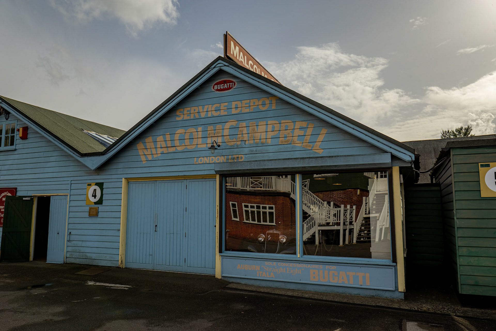 The Malcolm Campbell Service Depot at Brooklands musuem at Brooklands, England