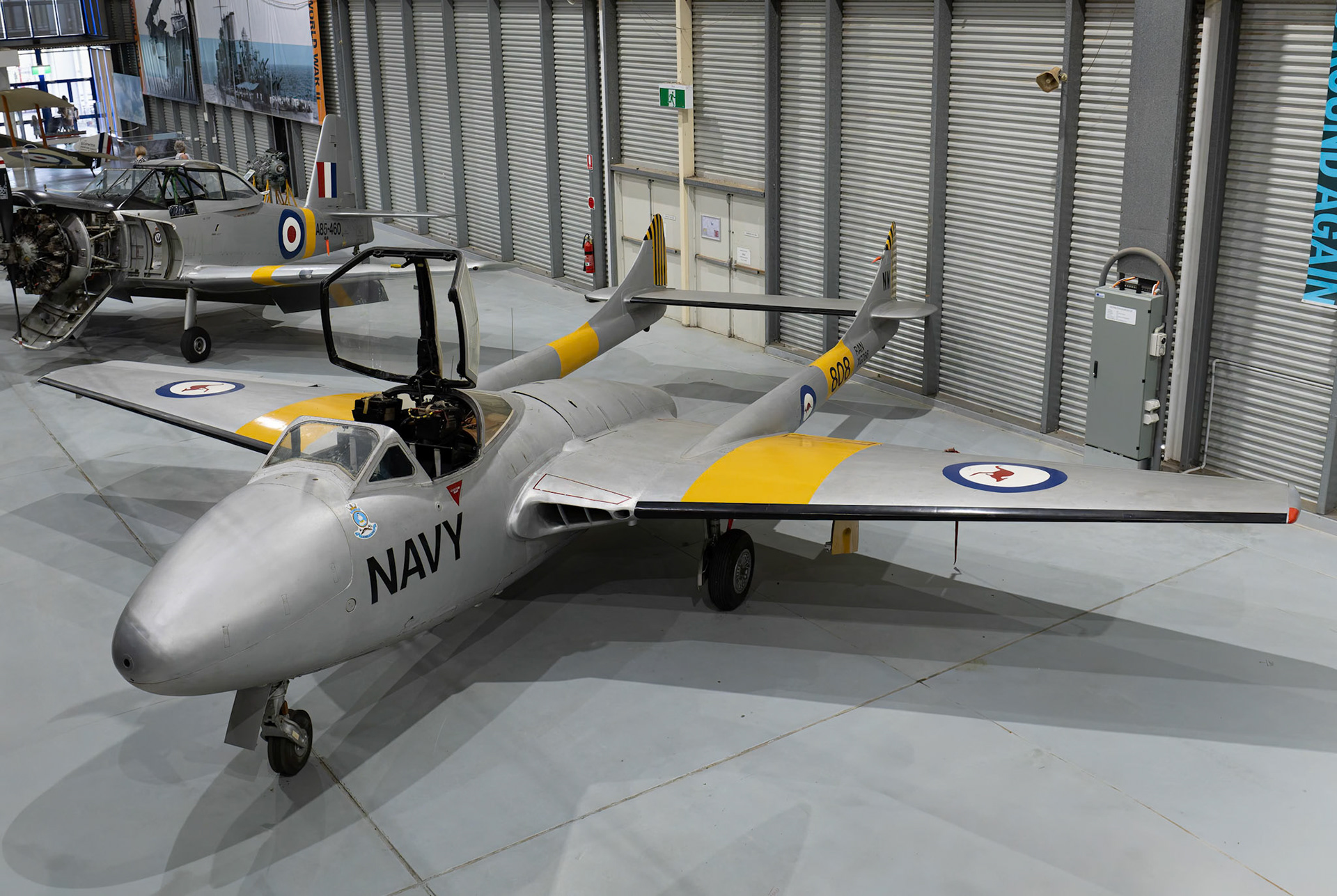 De Havilland Sea Vampire Mk T.22 on display at the Fleet Air Arm Museum - HMAS Albatross in Nowra Hill, New South Wales, Australia