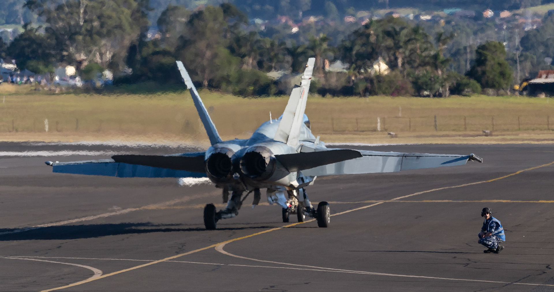 RAAF FA-18A Hornet on display at Wings Over Illawarra 2018, Illawarra Regional Airport, Albion Park Rail, New South Wales, Australia