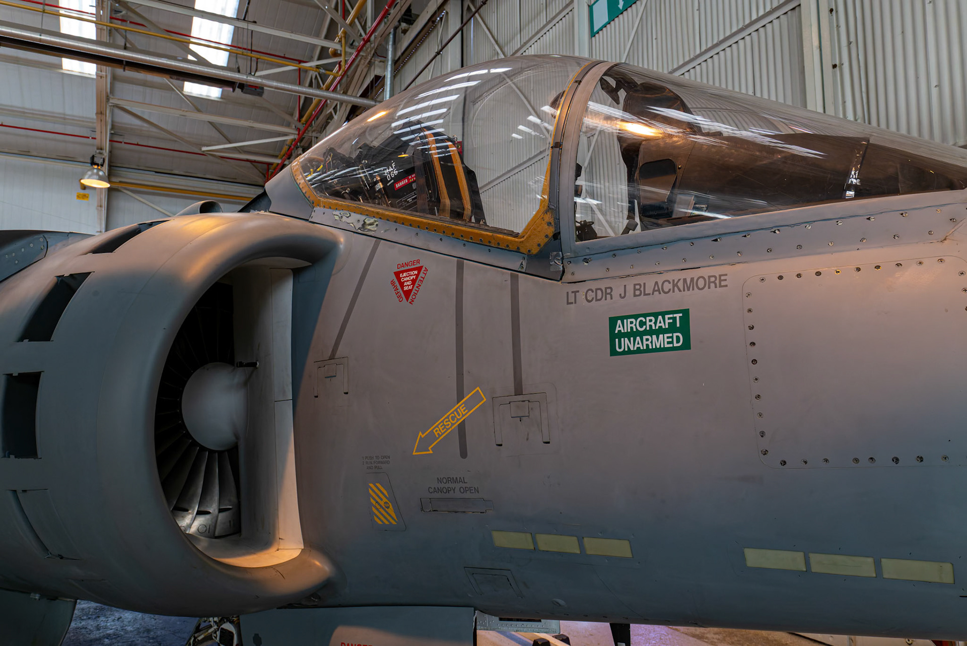 BAe Harrier GR.9 on display at the Royal Air Force Museum Midlands in Cosford, United Kingdom