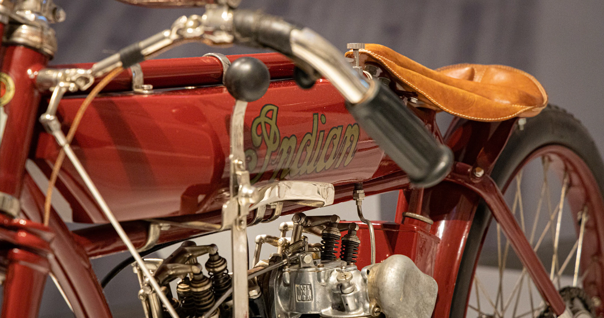 1916 Indian 8-Valve in the Exhibition The MotorCycle at GOMA in Brisbane, Australia
