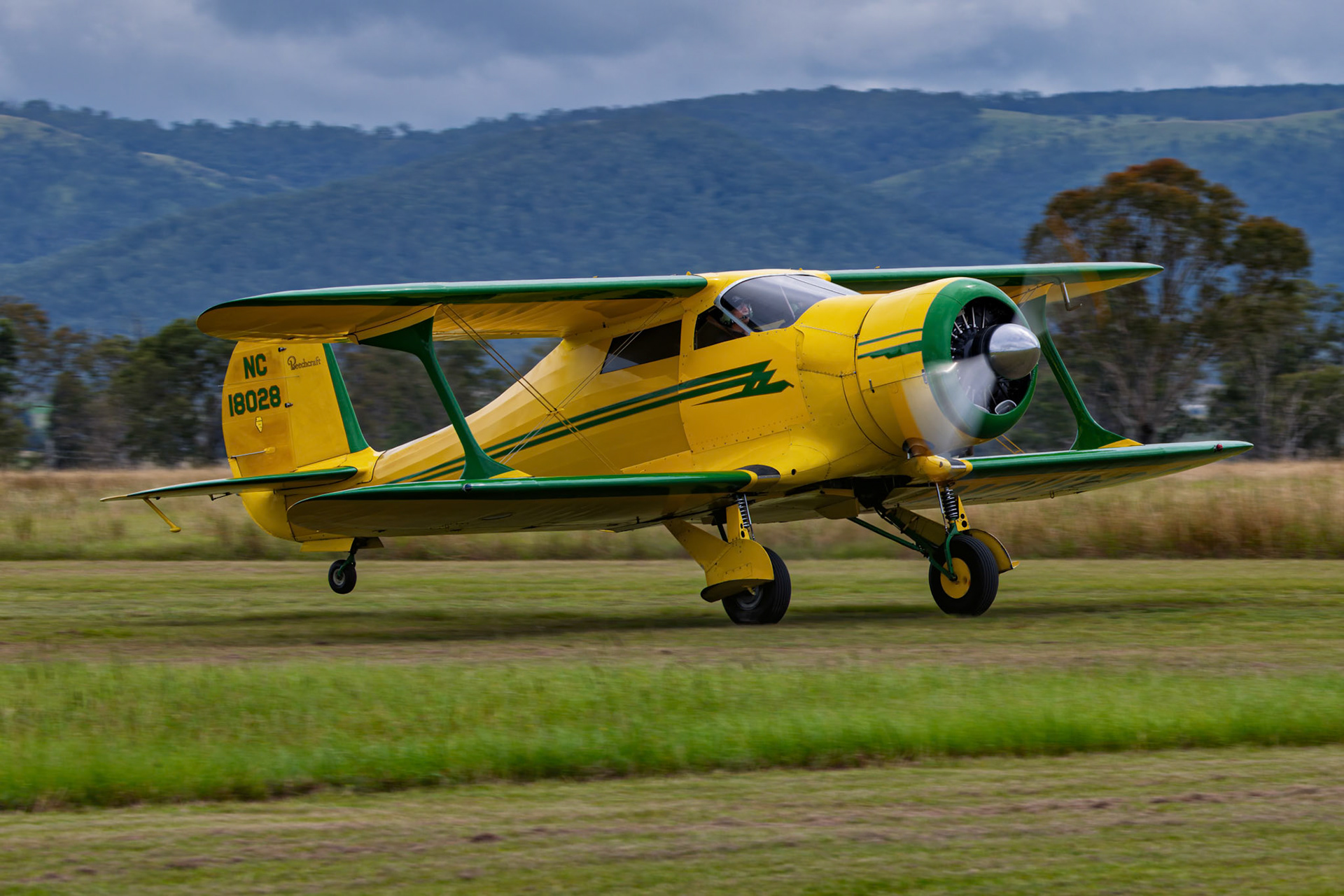 Beechcraft D17S Staggerwing [NC18028] at the breakfast flyin at Watts Bridge Memorial Airfield in Cressbrook, Australia