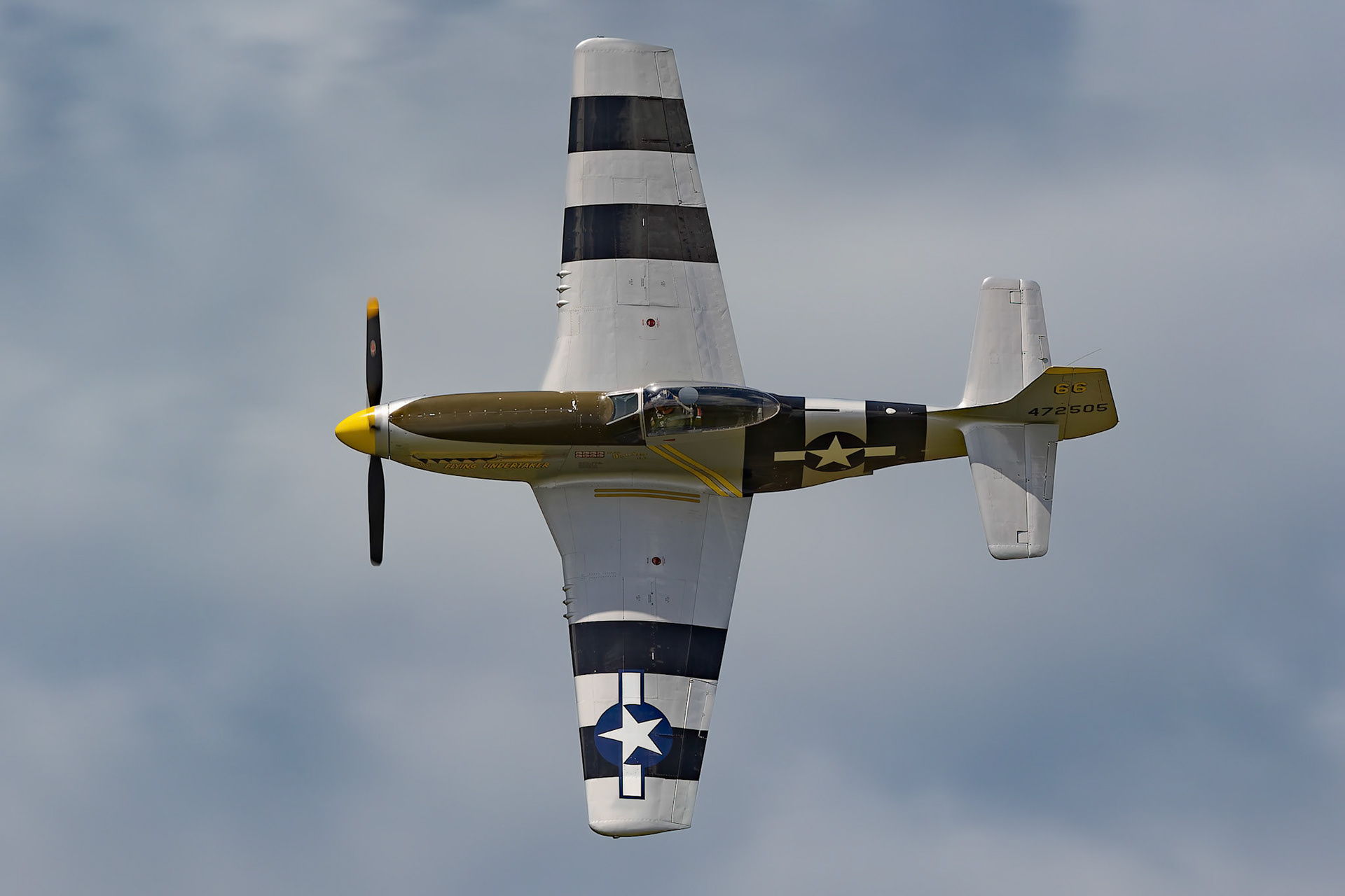 Cameron Rolph-Smith in the North American P-51 Mustang [VH-FST] at the Barrington Coast Airshow in Taree, New South Wales, Australia. 9th of November, 2024