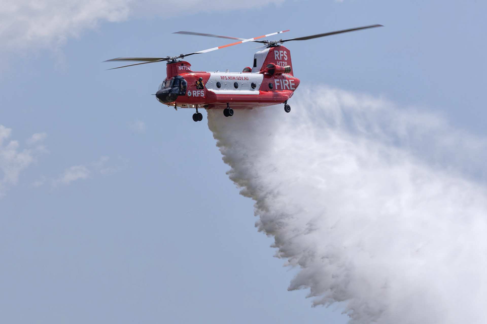 Rural Fire Service Boeing CH-47D Chinook [N47CU] on display at the Richmond Airshow in New South Wales, Australia