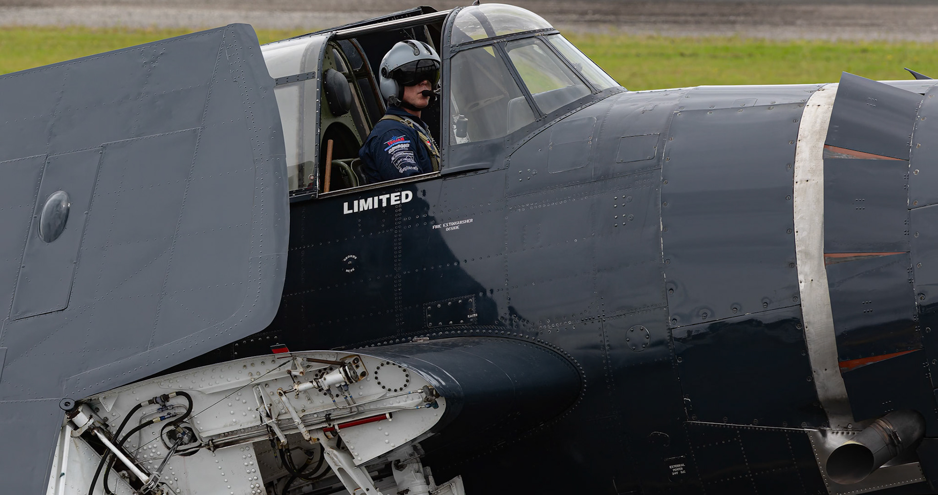 The TBM-3E Avenger from the Paul Bennet Airshows on display at the Shellharbour Airport, during the Airshows Downunder Shellharbour, New South Wales, Australia.