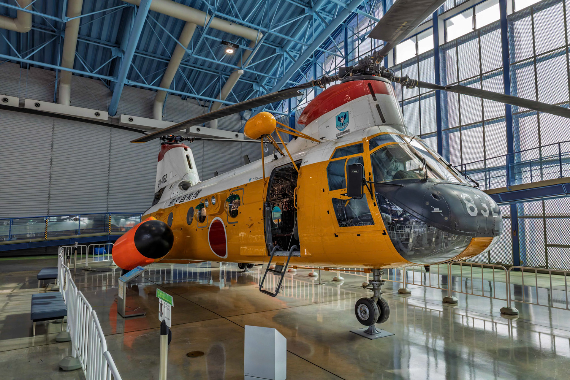 Kawasaki Kv-107IIA-5 on display at Airpark Japan Air Self-Defense Force Hamamatsu Air Base Museum in Chuo Ward, Hamamatsu, Shizuoka, Japan