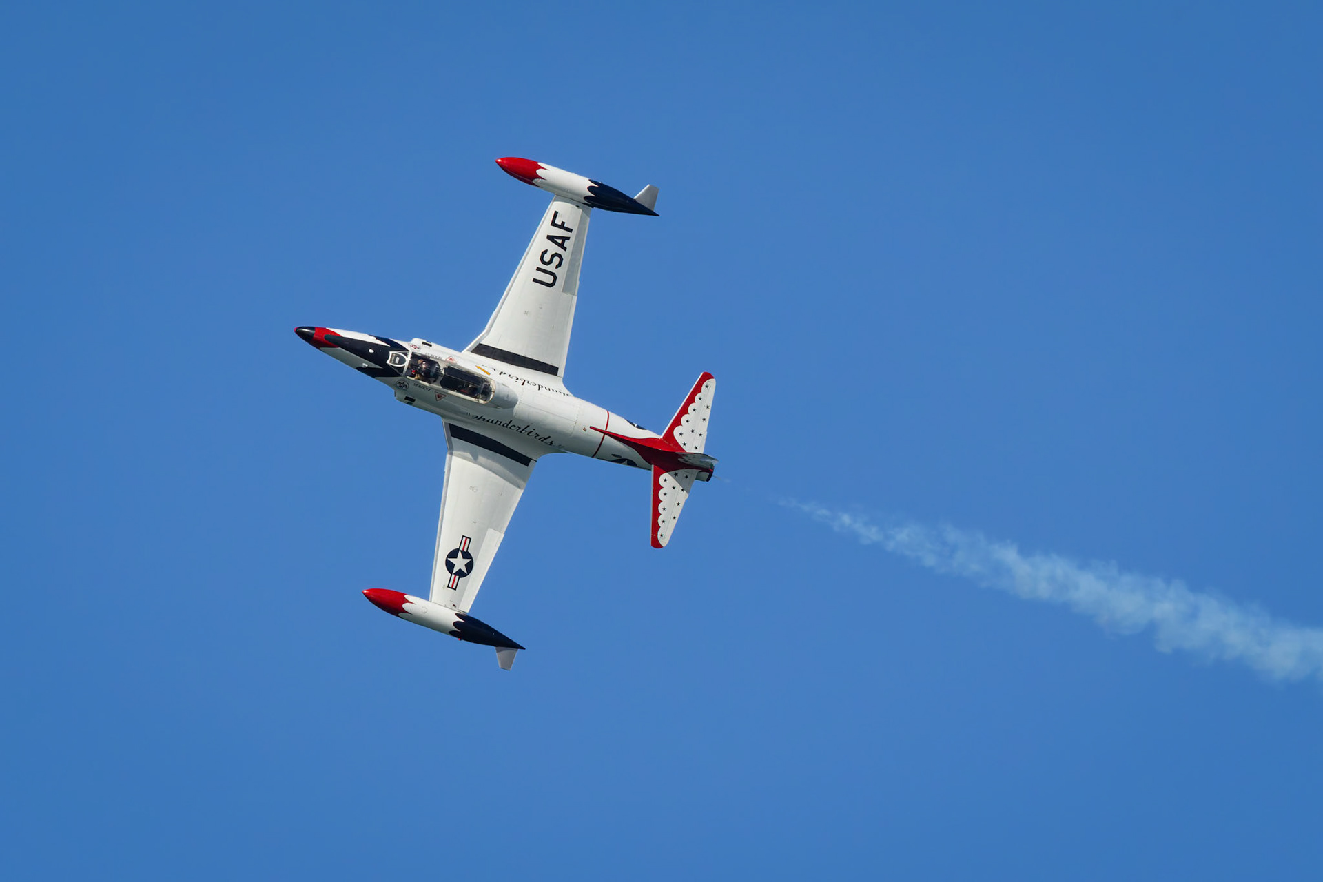 Greg Colyer in the T-33 Shooting Star on display at the Pacific Airshow on the Gold Coast, Australia