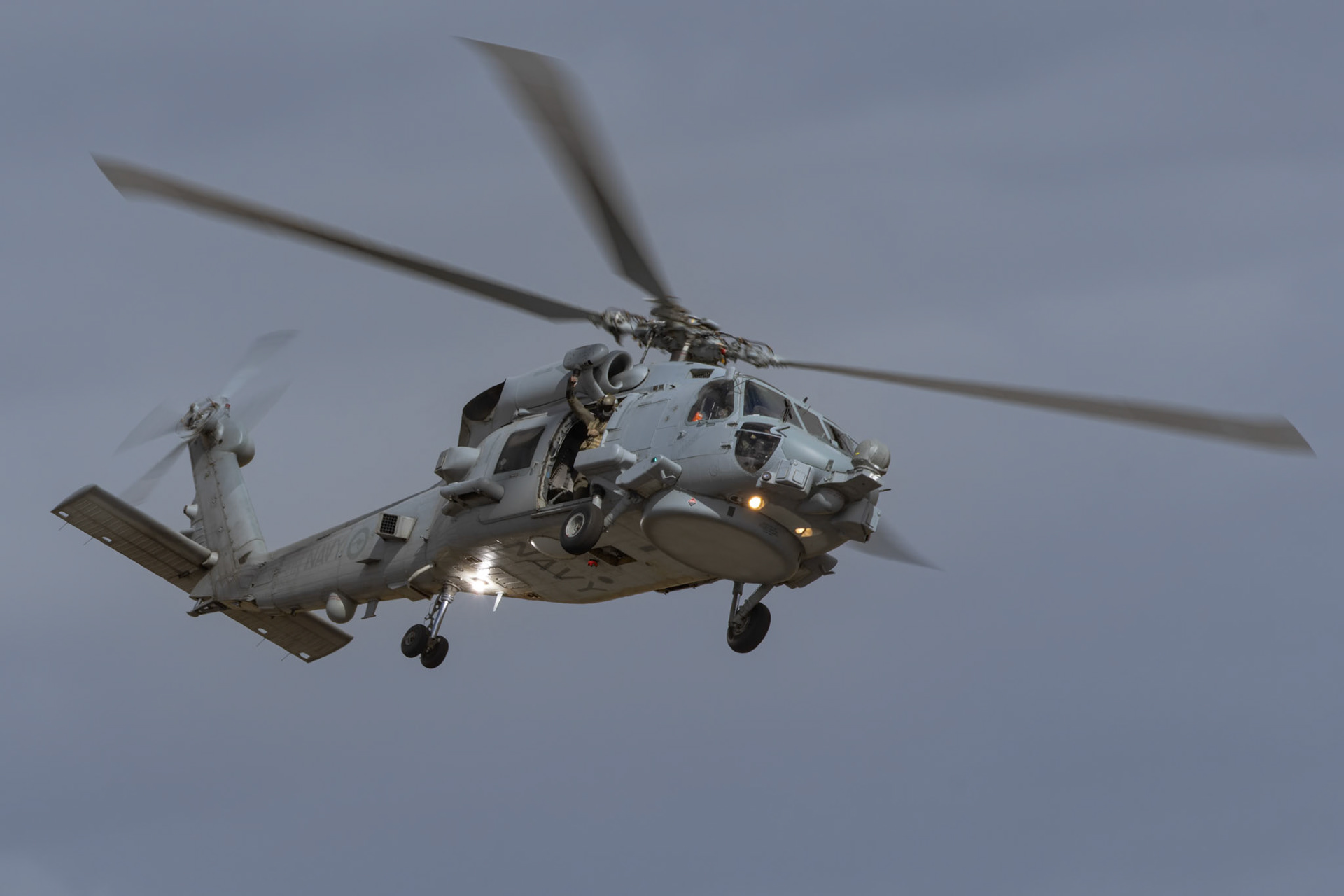 RAN 808 Squadron, Sikorsky-Lockheed Martin MH-60R Seahawk Romeo on display at the Avalon Airshow in Victoria, Australia