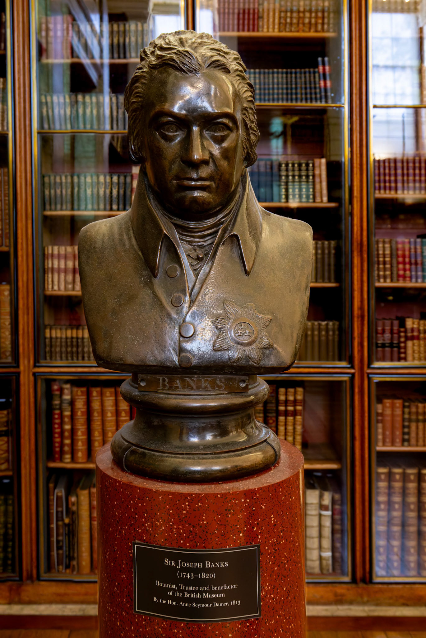 Bust of Sir Joseph Banks on display at British Museum, London