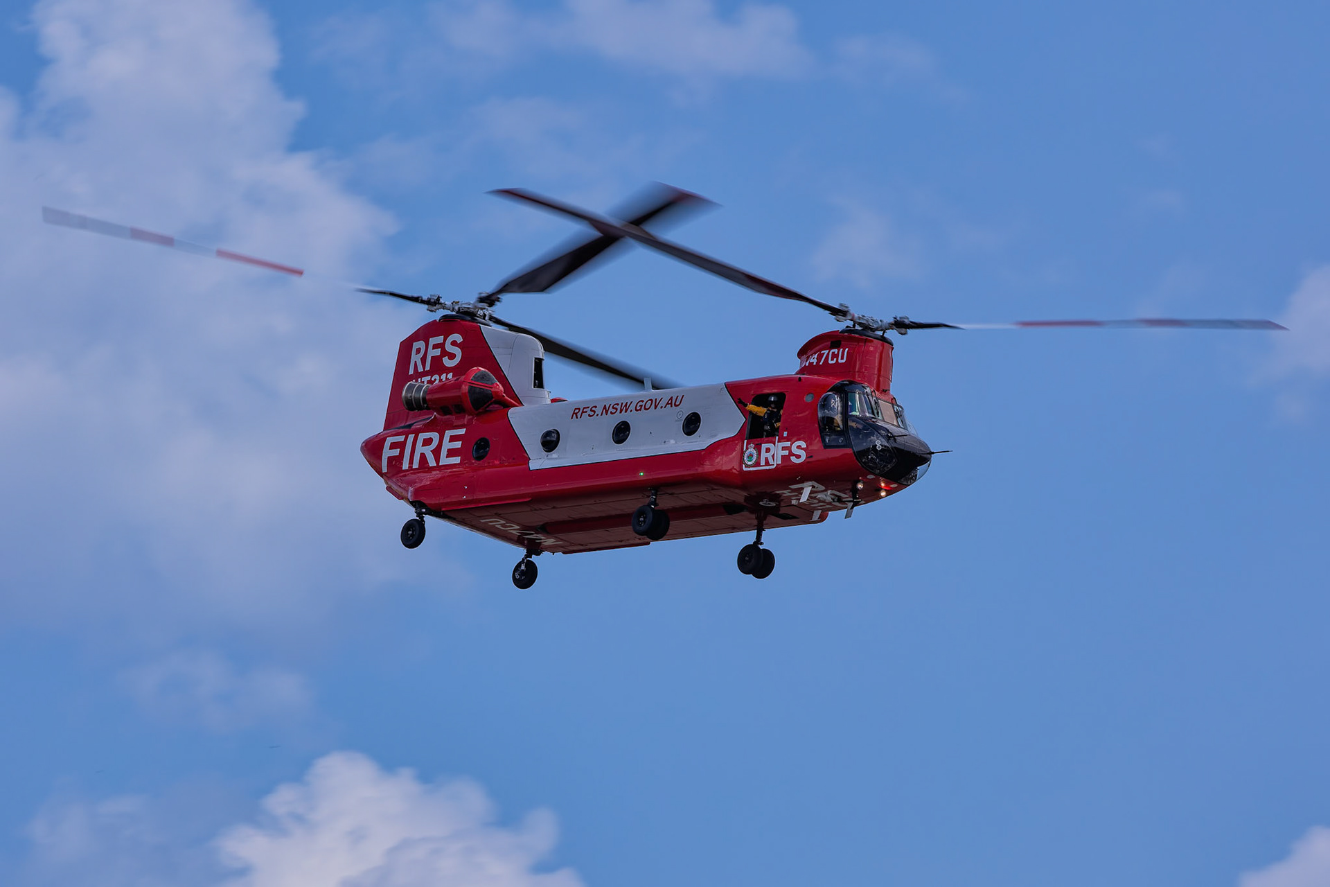Rural Fire Service Boeing CH-47D Chinook [N47CU] on display at the Richmond Airshow in New South Wales, Australia