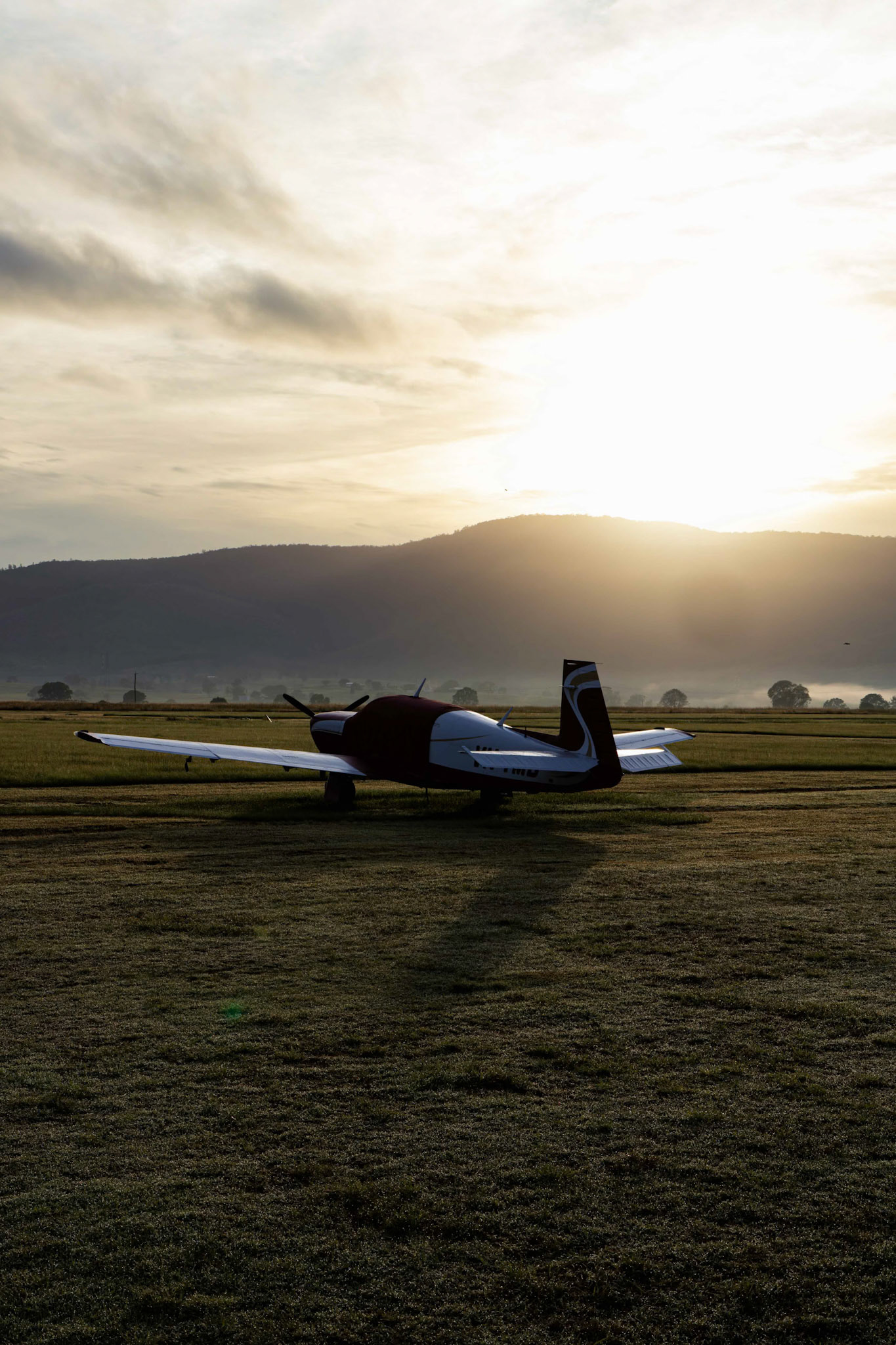 Sunrising over at the breakfast flyin at Watts Bridge Memorial Airfield in Cressbrook, Australia