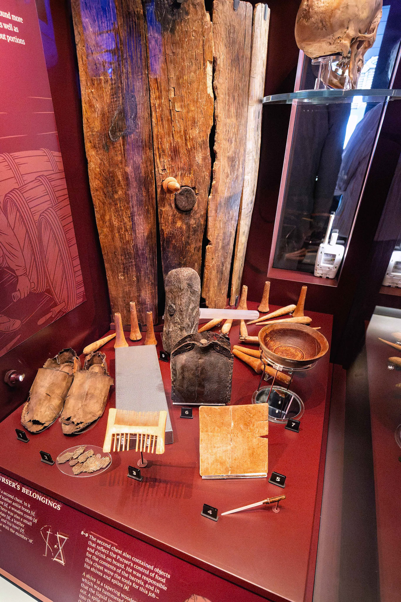 The Purser's Belongings from the Mary Rose on display at Portsmouth Historic Dockyard in Portsmouth, England