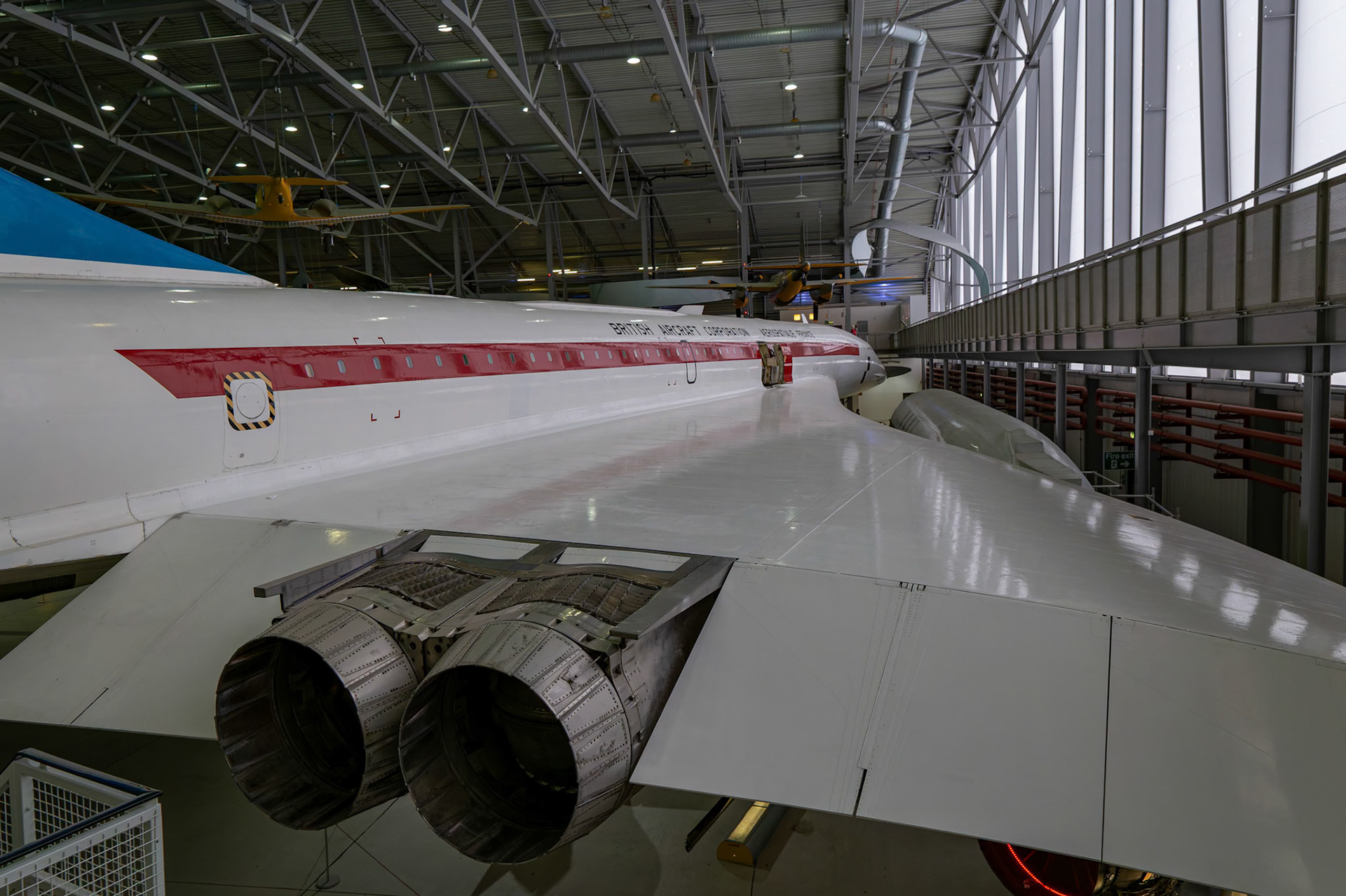 BAC Aerospatiale Concorde 101 on display at the Duxford Imperial War Museum in Cambridge, United Kingdom