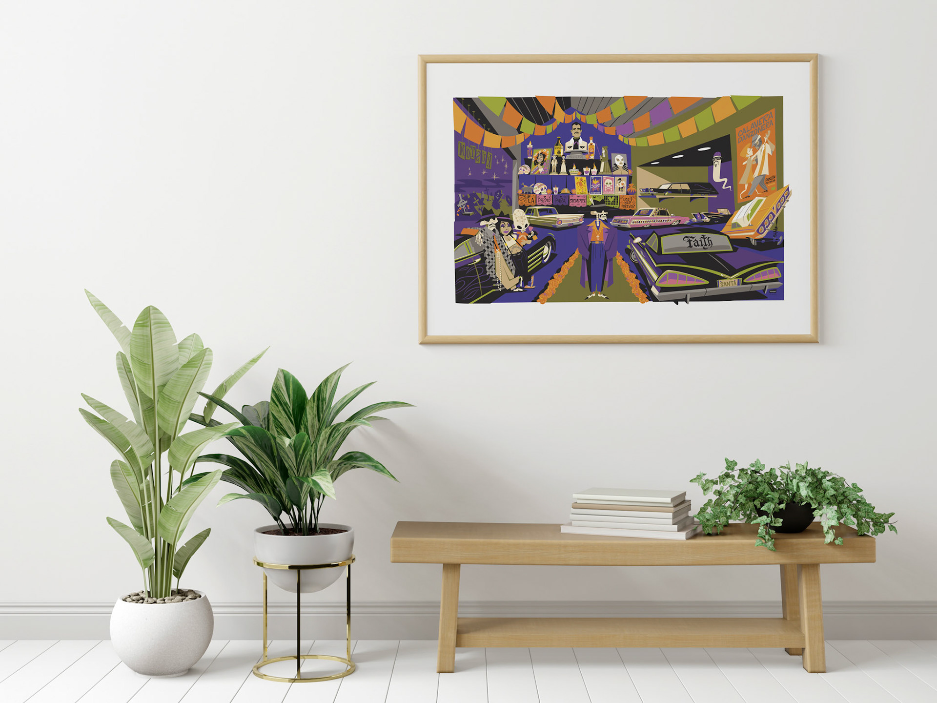 Poster Frame in living room Psd Mockup