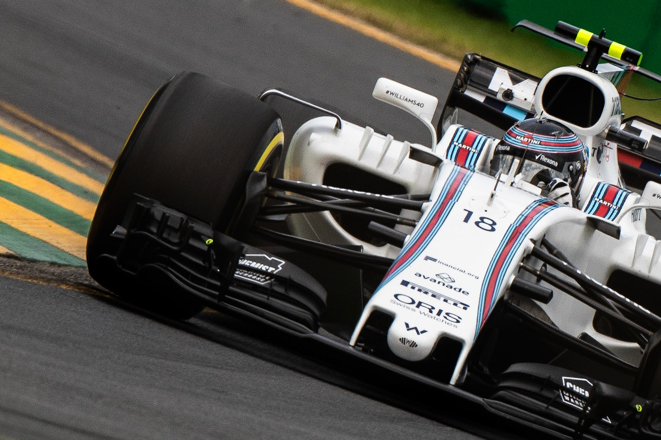 Williams driver Lance Stroll (18) of Canada rounds Turn 14 at Albert Park during the first round of the Formula 1 2017 World Championship. -----------------------Photographer: George Darwent (GDPhotos.com.au)Location: Albert Park, Melbourne, AustraliaDate: 24/03/2017Camera: Canon EOS 80DLens: EF300mm f/2.8L IS II USM +2x III at 600mmShutter: 1/640 at f7 - ISO 400