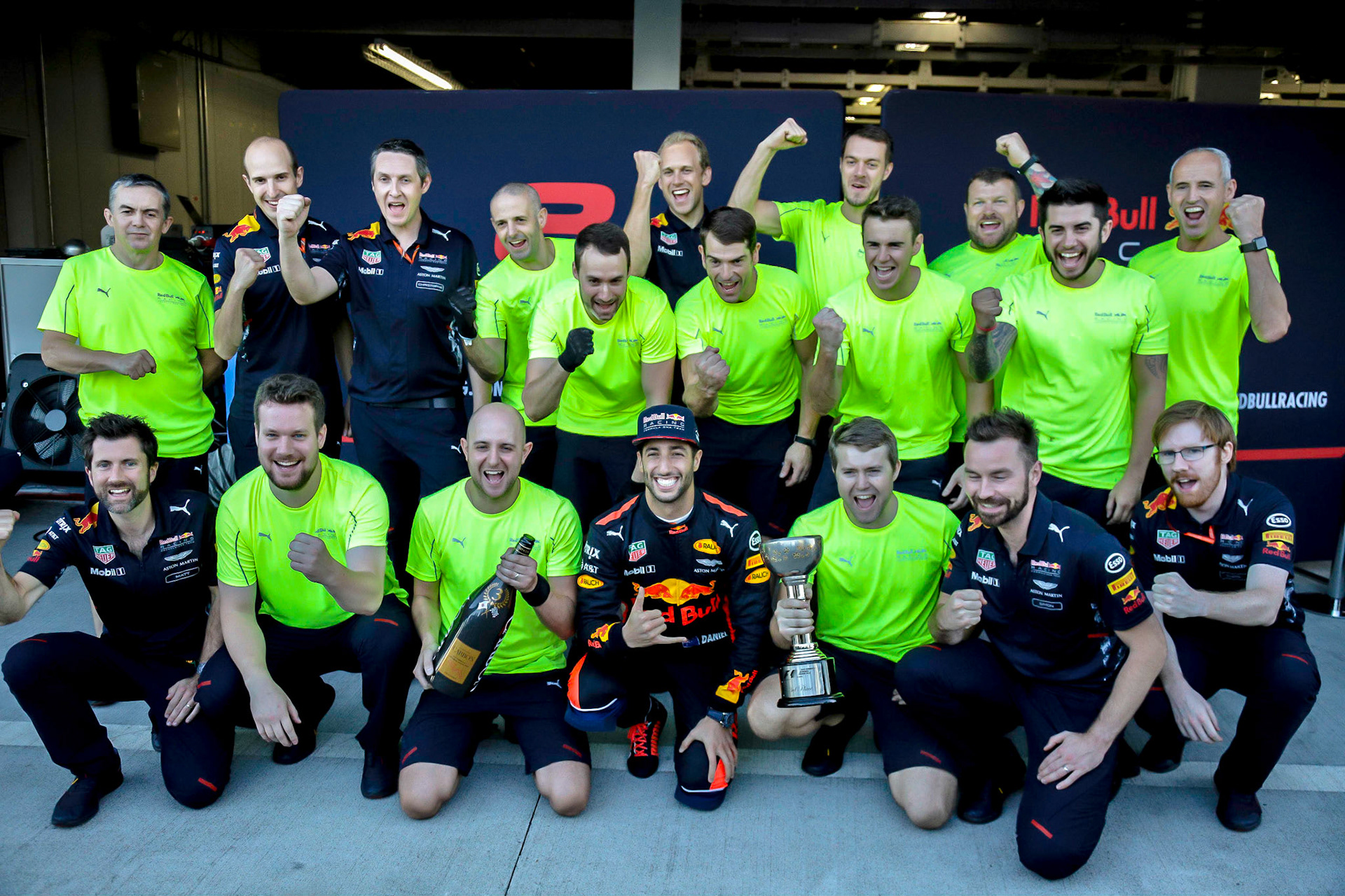 Red Bull Racing driver Daniel Ricciardo of Australia celebrating at Suzuka at the 2017 Formula 1 Japanese Grand Prix-----------------------Photographer: George Darwent (GDPhotos.com.au)Location: Suzuka Circuit, JapanDate: 8/10/2017Camera: Canon EOS 6D Mark IILens: Canon EF24-105mm f/4L IS USM at 32mmShutter: 1/1250 at f4 - ISO 3200