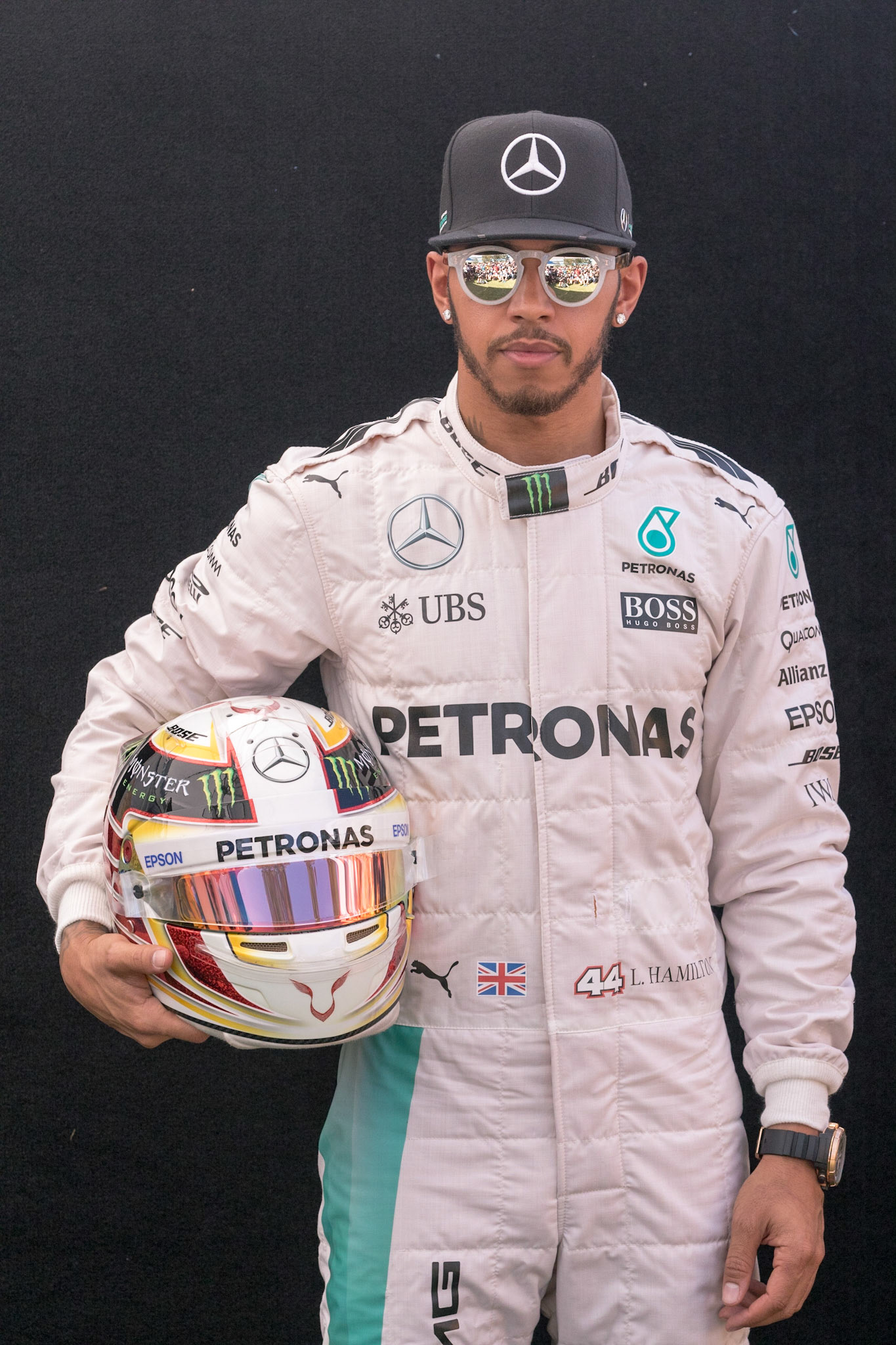 Mercedes driver Lewis Hamilton (44) of Great Britain  posing for his official drivers photograph during the first round of the Formula 1 2016 World Championship at Albert Park, Melbourne, Australia.