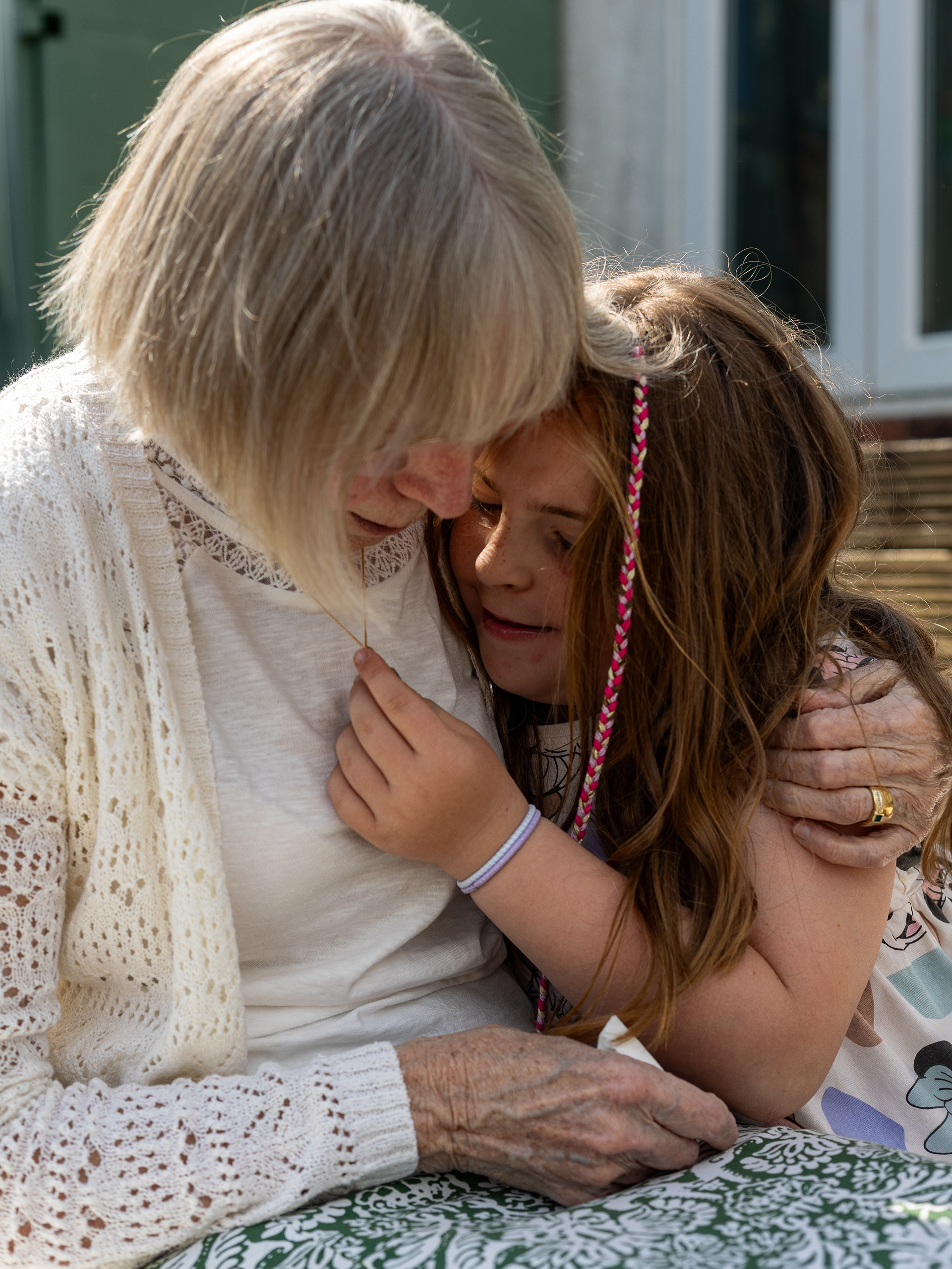Leanne Edge - Child with Great Nan. An intimate, multi-generational documentary portrait from Project Seven, capturing a collaborative moment of connection. This South Wales study explores memory, aging, and the residual trace of family bonds through authentic, unposed storytelling.