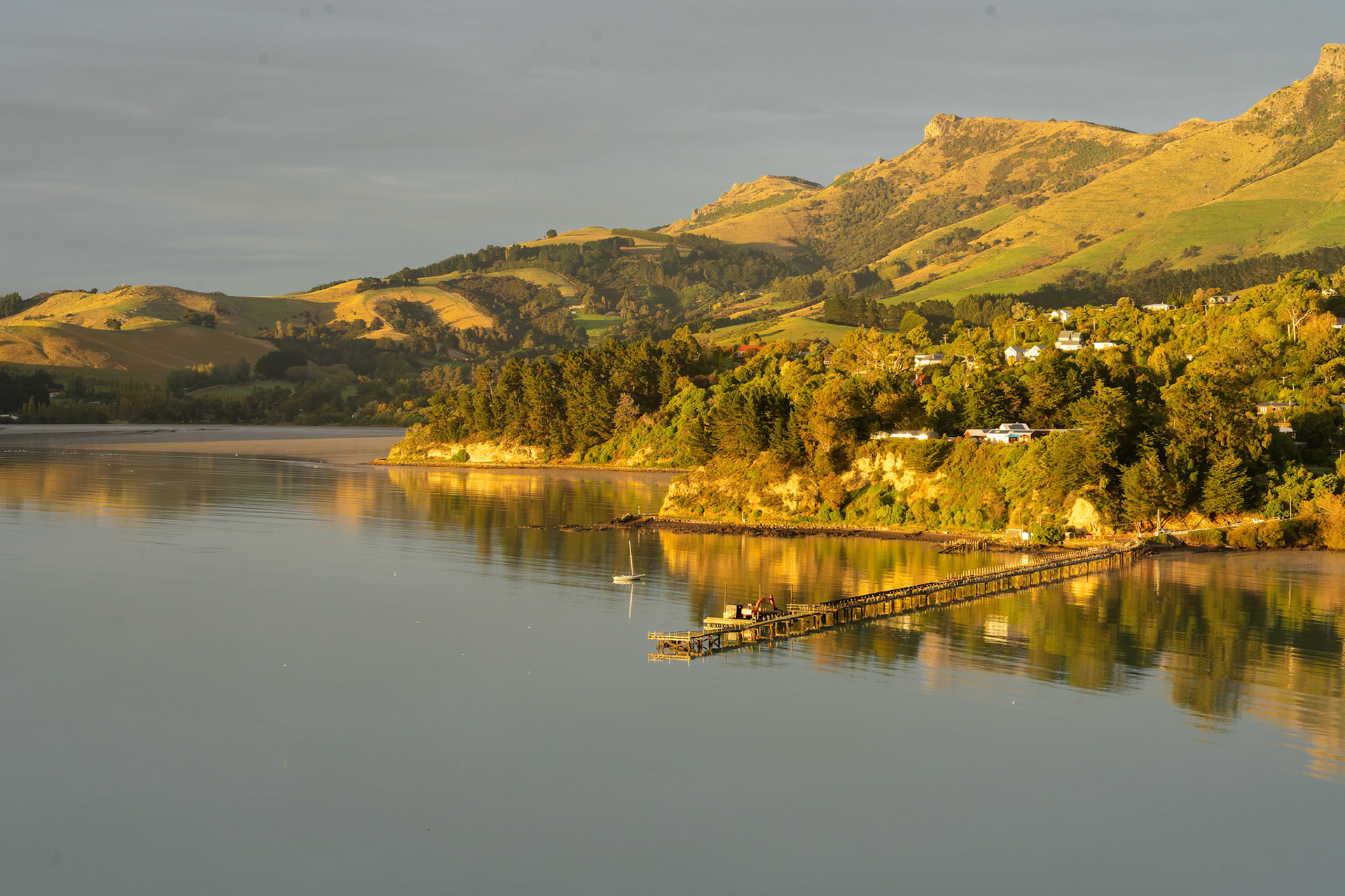 Golden sunlight at Governors Bay, Canterbury, New Zealand