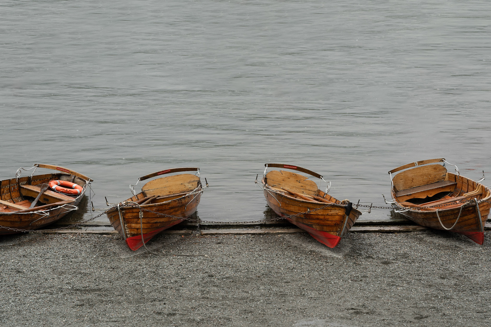 Boats on the shore of The Lake District