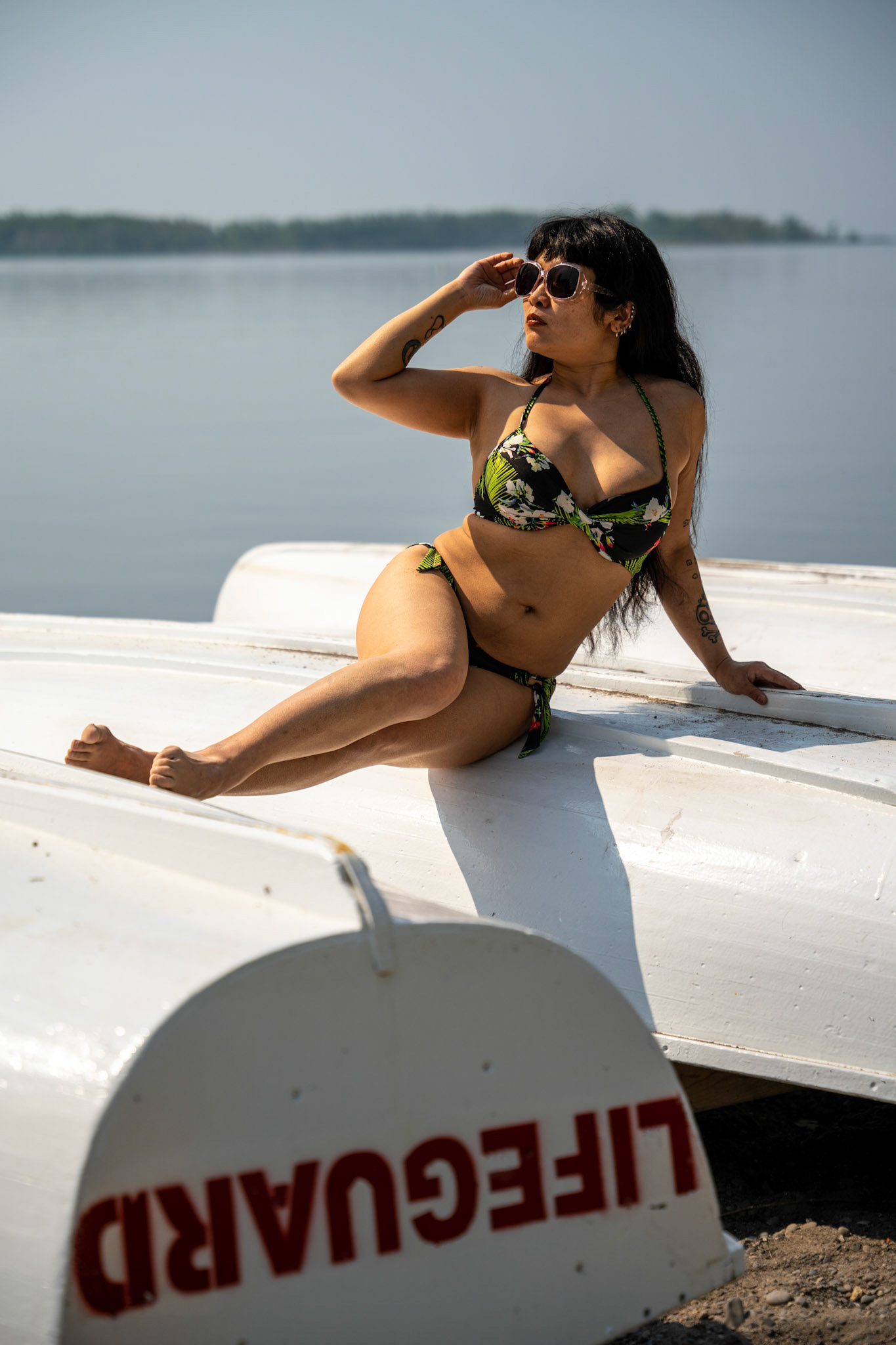 Carmen on the Lifeguard boats at the beach