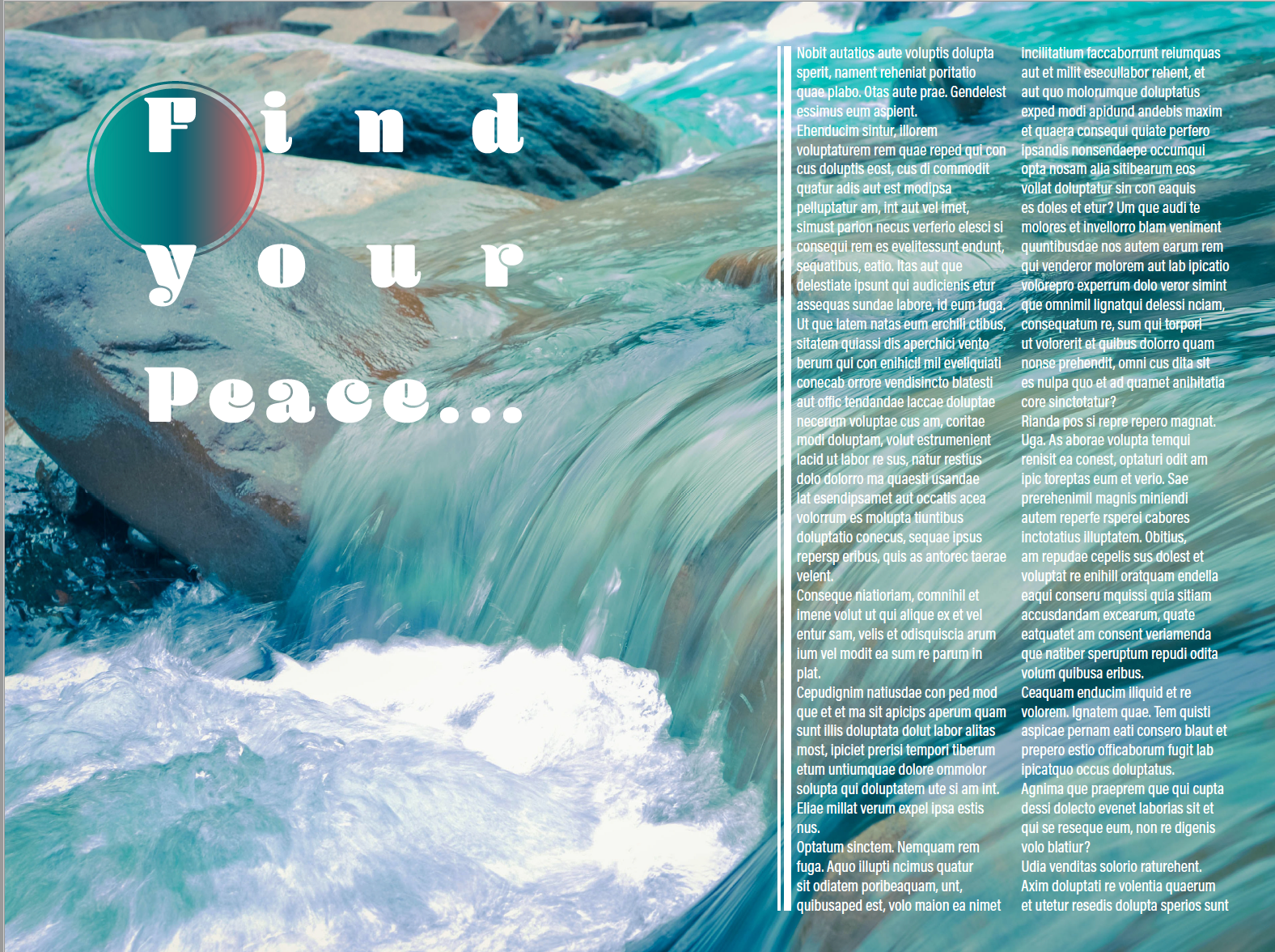Mock up of how to "find your peace" outdoors.