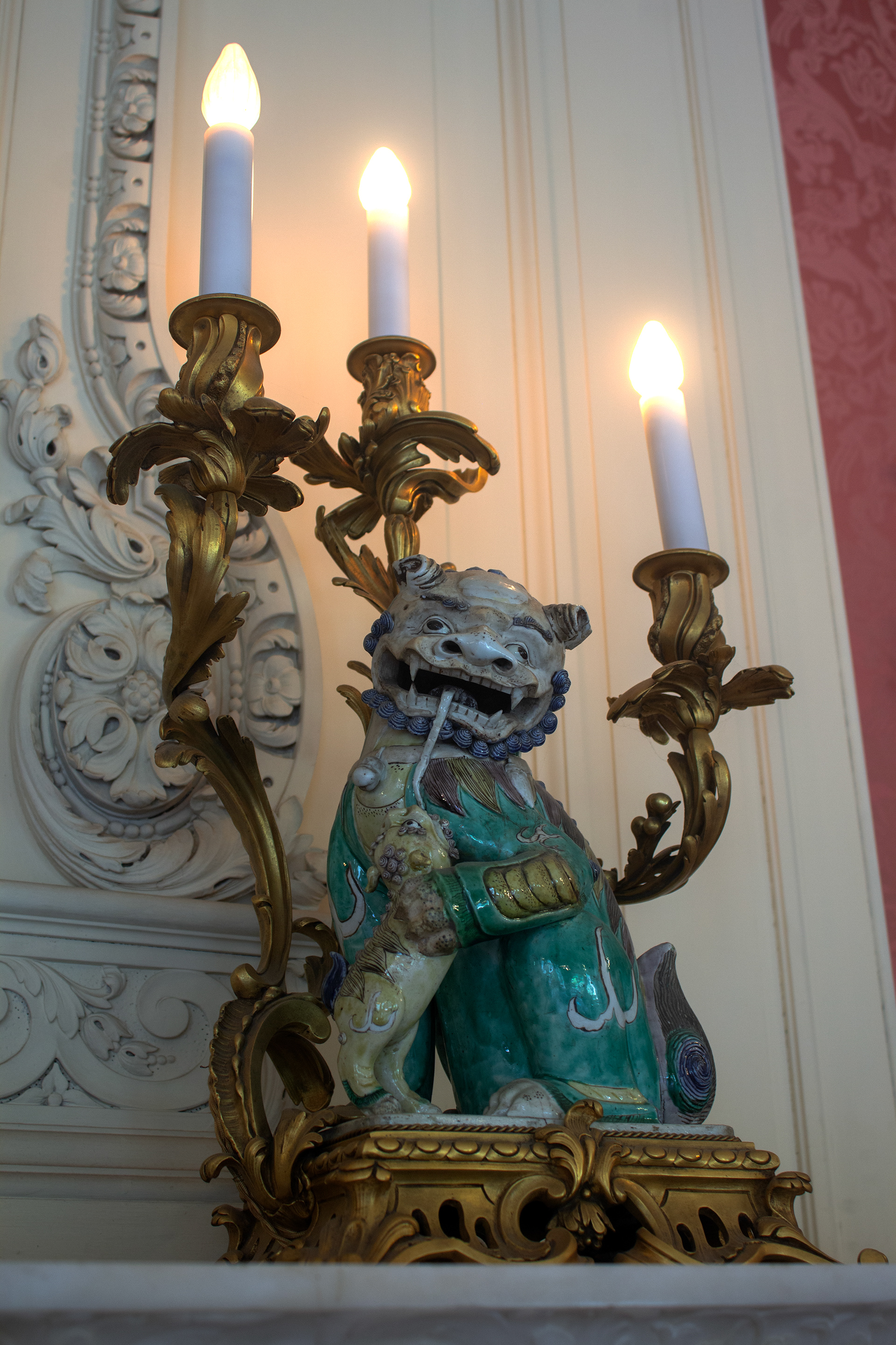 Foo Dog (Chinese Guardian Lion located on the right side of The Lady of the House, inside the Red BallRoom. Old Westbury, NY.