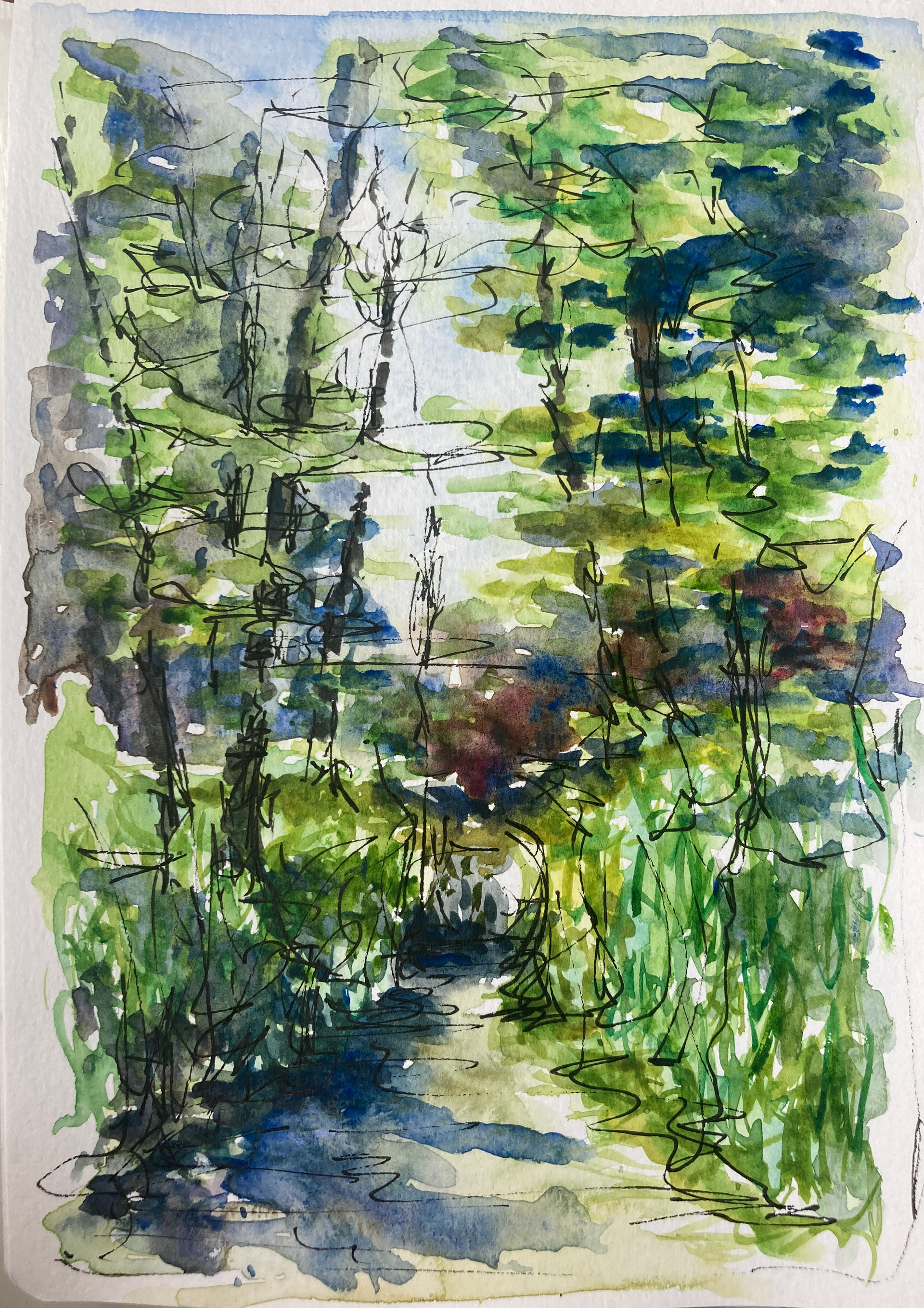 Walking to the Wey 2024 Watercolour sketch