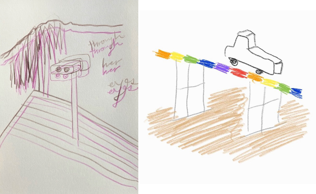 Left: Drawing by Yujin Lee / Right: Drawing by Aracha Cholitgul