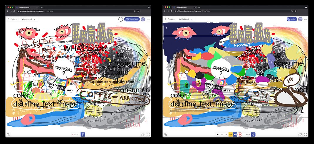 Digital Drawing Conversation (July. 31, 2021) between Yujin Lee, Aracha Cholitgul, SooA Kim, and Na Hye Ryung