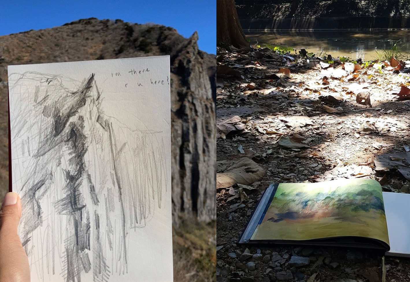Left: Drawing by Yujin Lee / Right: Painting by Aracha Cholitgul