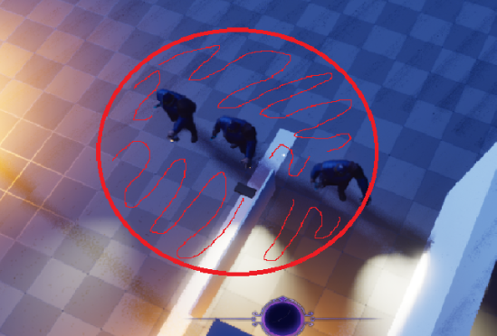 GDD work describing the "Sonar" element that combines with the "shotgun" element, to highlight relevant targets within a radius.