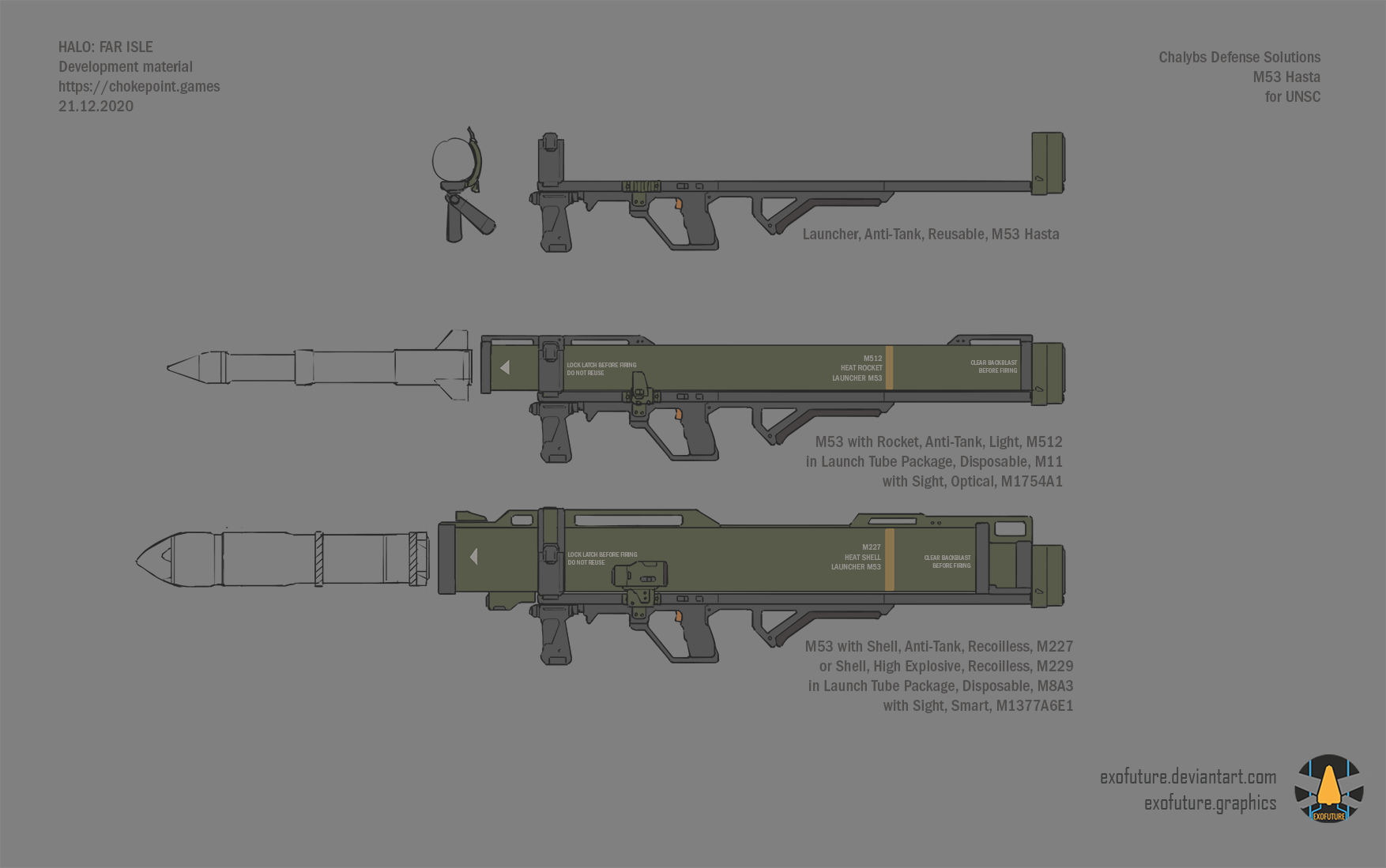 Light rocket launcher for the UNSC, based on the Panzerfaust 3 and the Pilum from Halo 5.